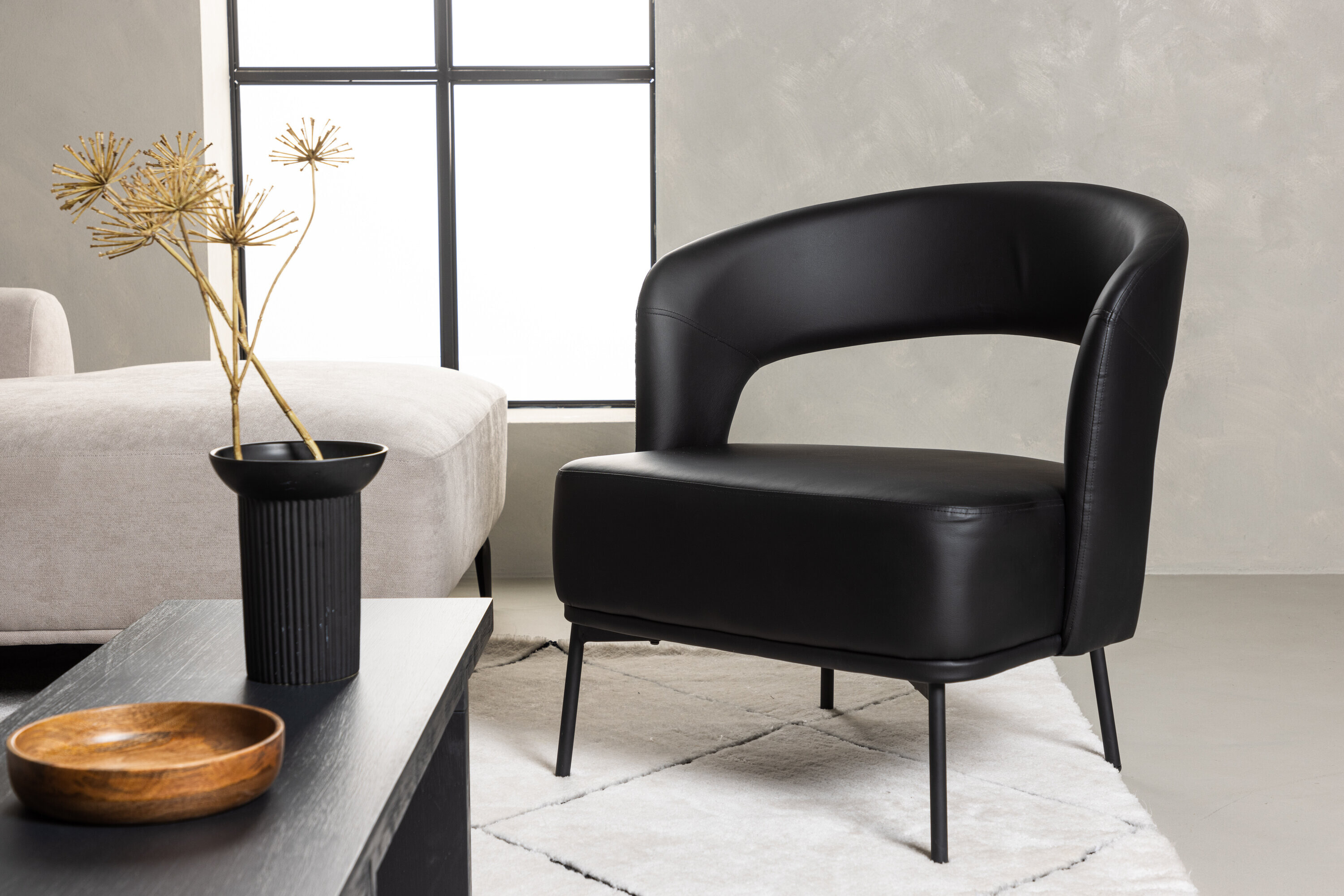 Nohr Fauteuil Nygel Lederlook - Zwart