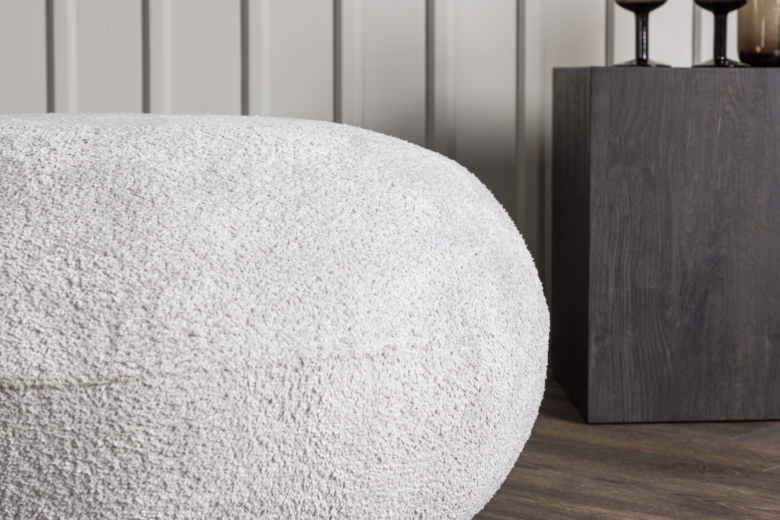 Nohr Poef 'Kellisha' Teddy, kleur Lichtgrijs