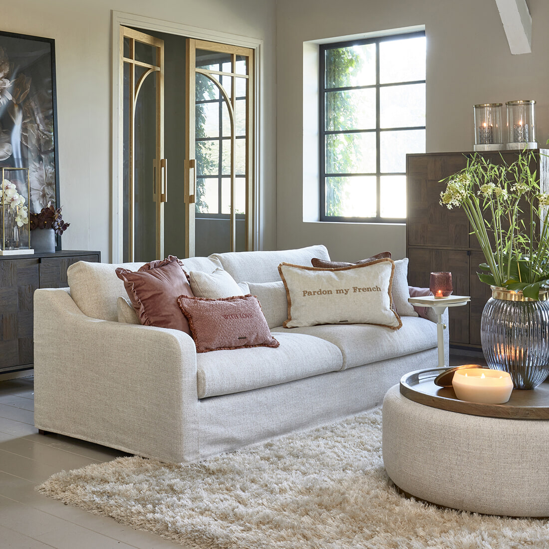 Rivièra Maison 3,5-zits Bank Giovanni - Antiek Wit