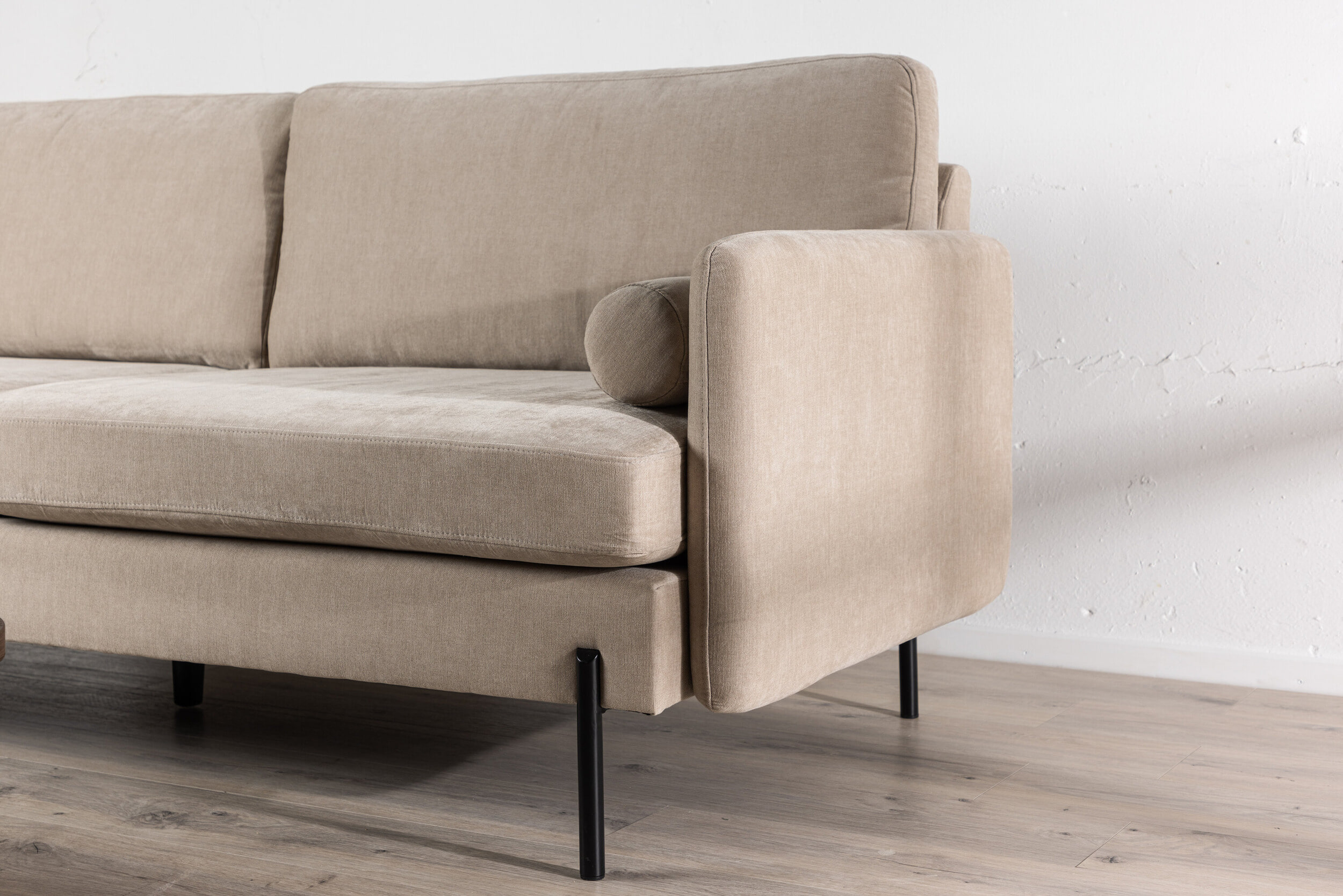 Nohr 3-zits Bank 'Janara' Velvet, 210cm, kleur Beige