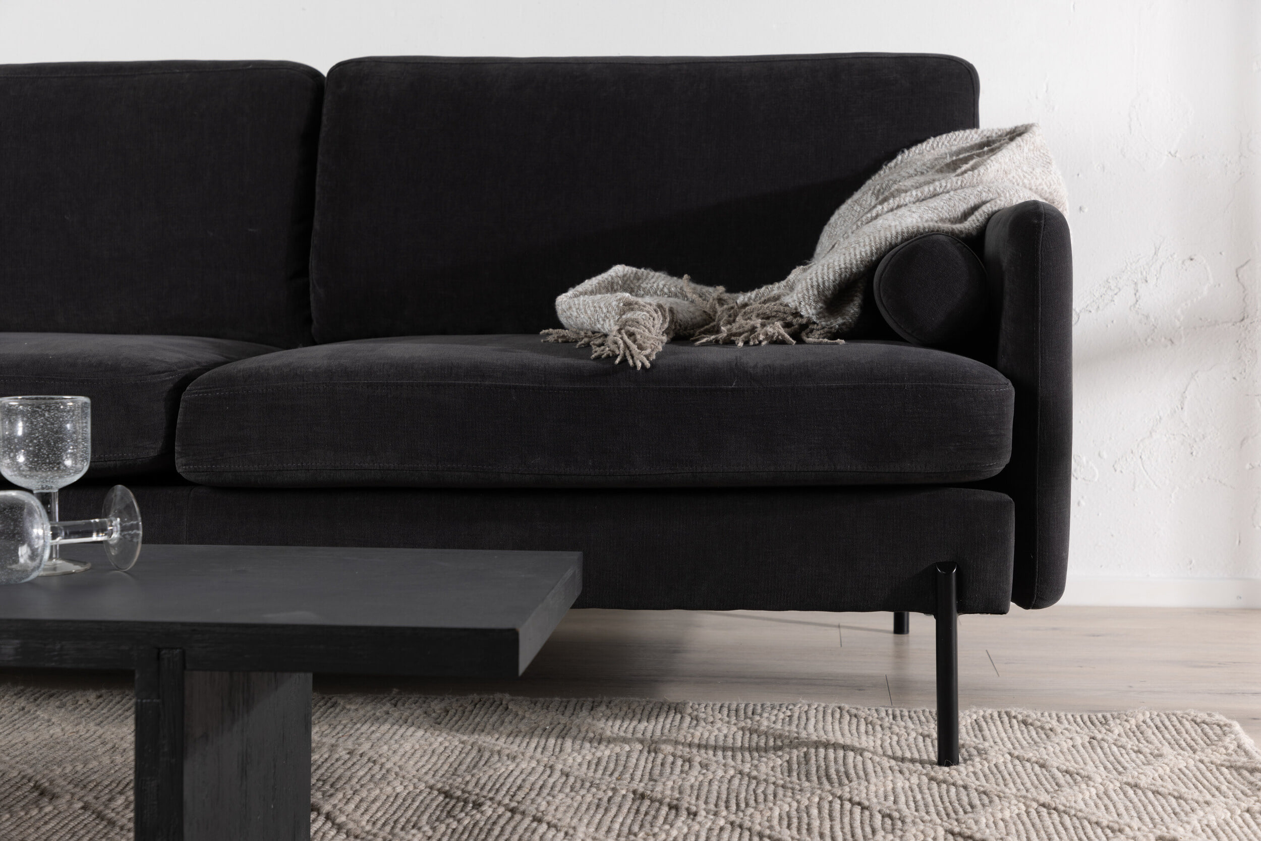 Nohr 3-zits Bank 'Janara' Velvet, kleur Donkergrijs