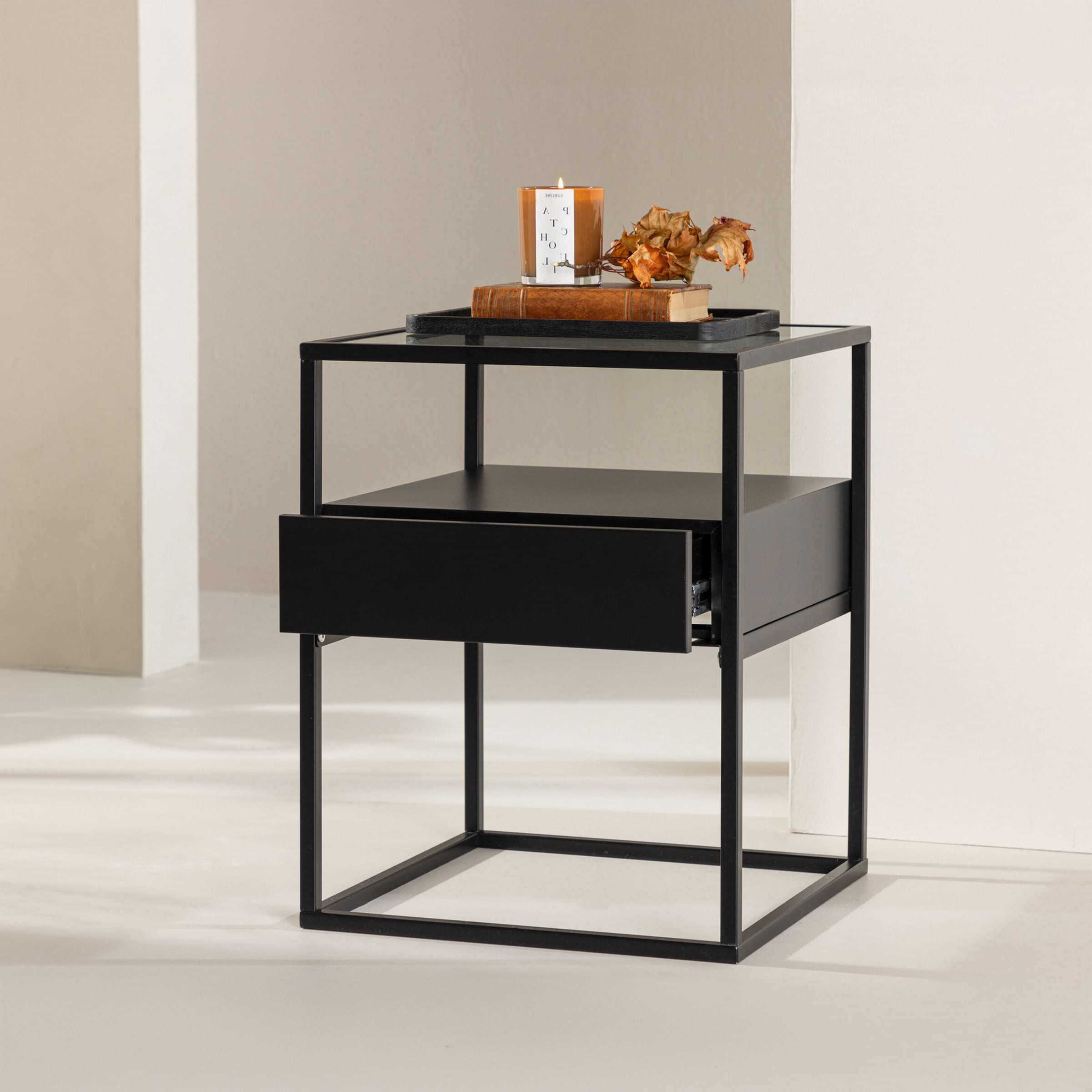 Nohr Nachtkastje 'Nisreen' Metaal en glas