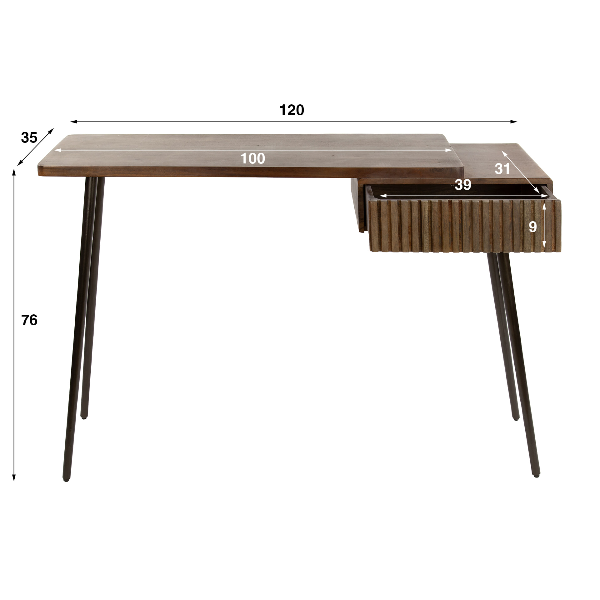 LifestyleFurn Sidetable/Kaptafel 'Alania' Acaciahout, 120cm