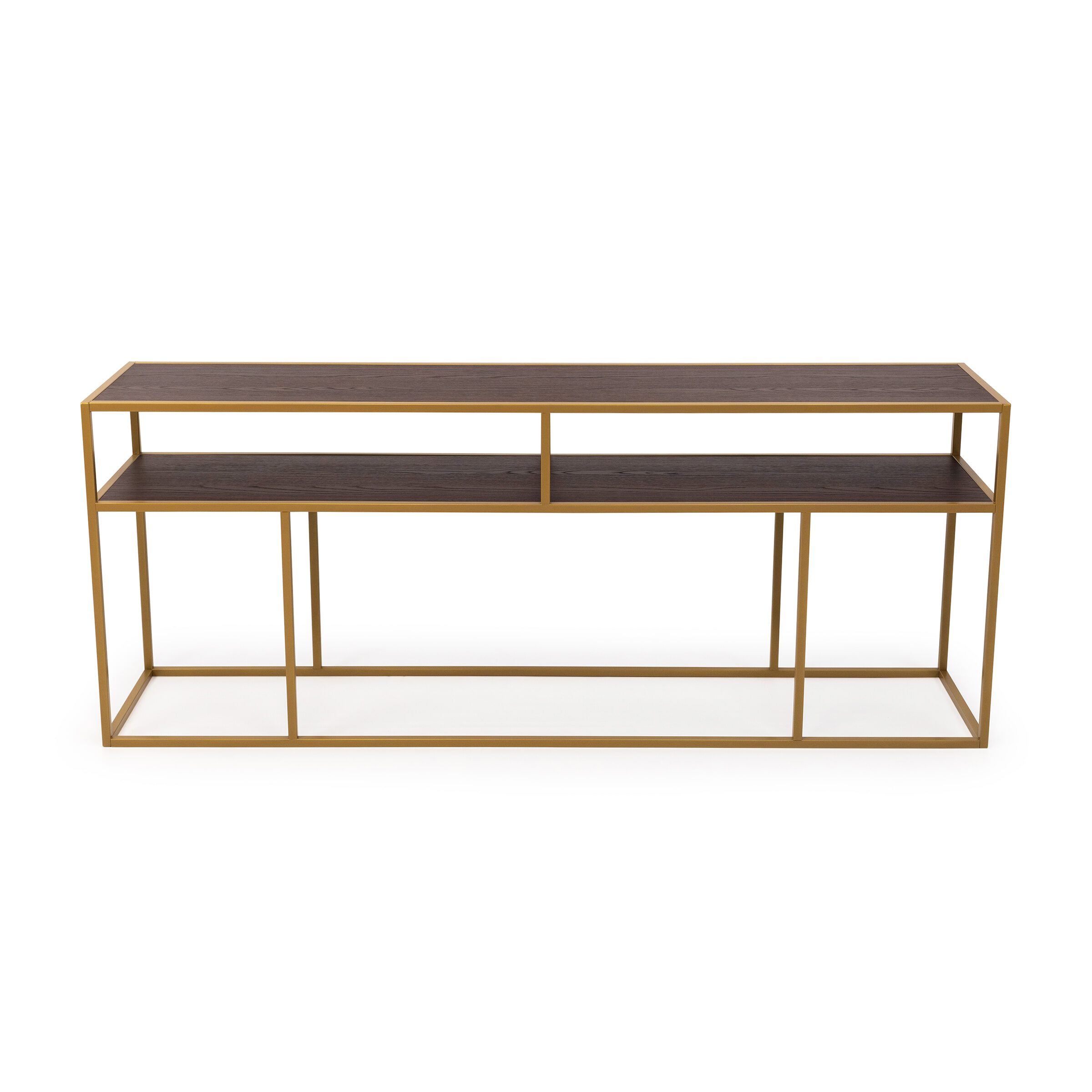 Stalux Side-table Teun 200cm - goud / bruin hout
