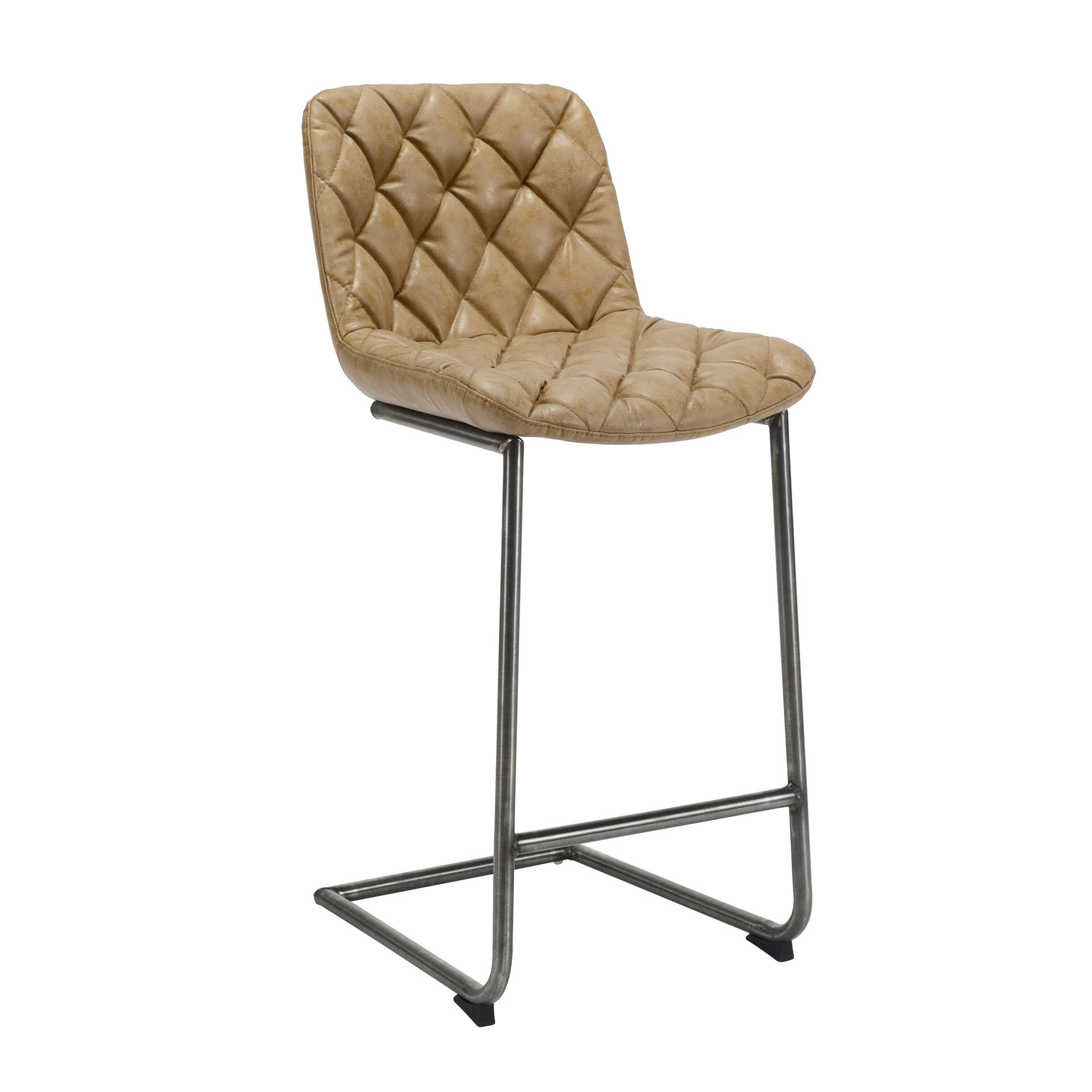 LifestyleFurn Barstoel 'Cliff' (zithoogte 69cm) Wax / PU, kleur cognac