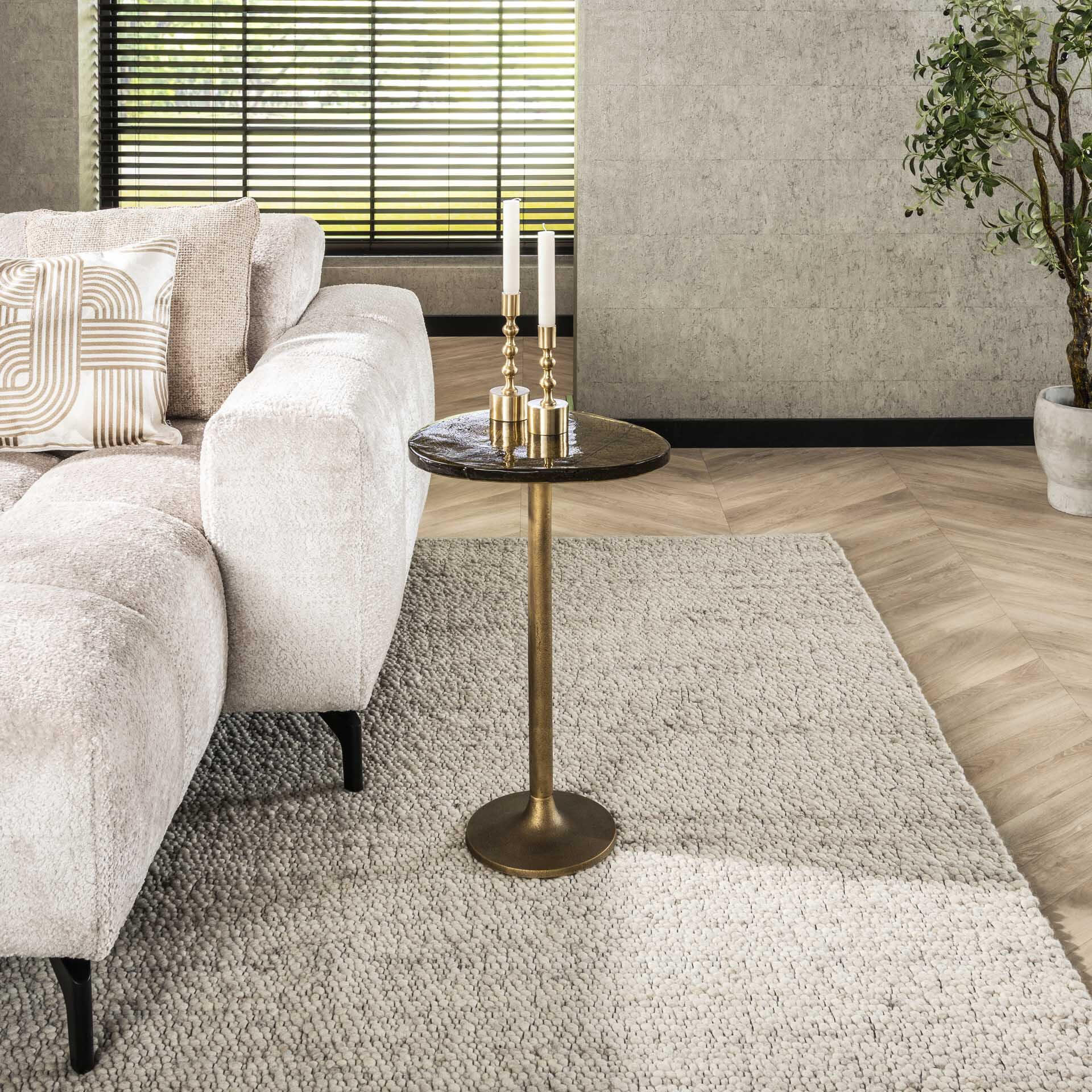 LifestyleFurn Organische Bijzettafel Cassidi Glas, 38 x 33cm - Goud Antiek