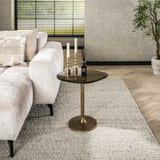 LifestyleFurn Organische Bijzettafel 'Cassidi' Glas, 53 x 42cm, kleur Goud Antiek