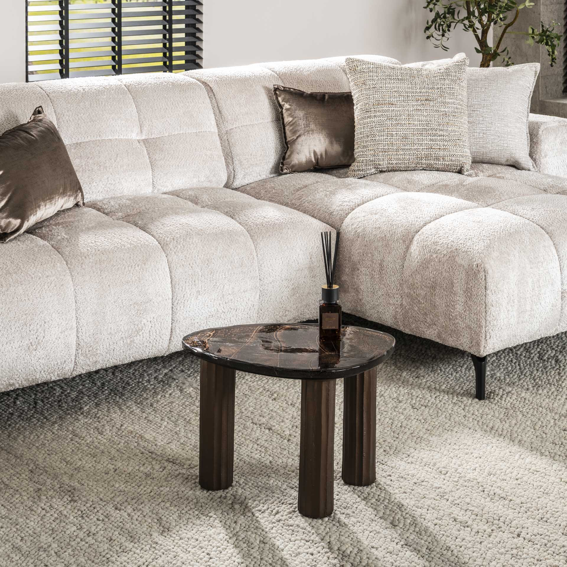 LifestyleFurn Organische Salontafel Cassidi Glas, 51 x 37cm - Koper Antiek