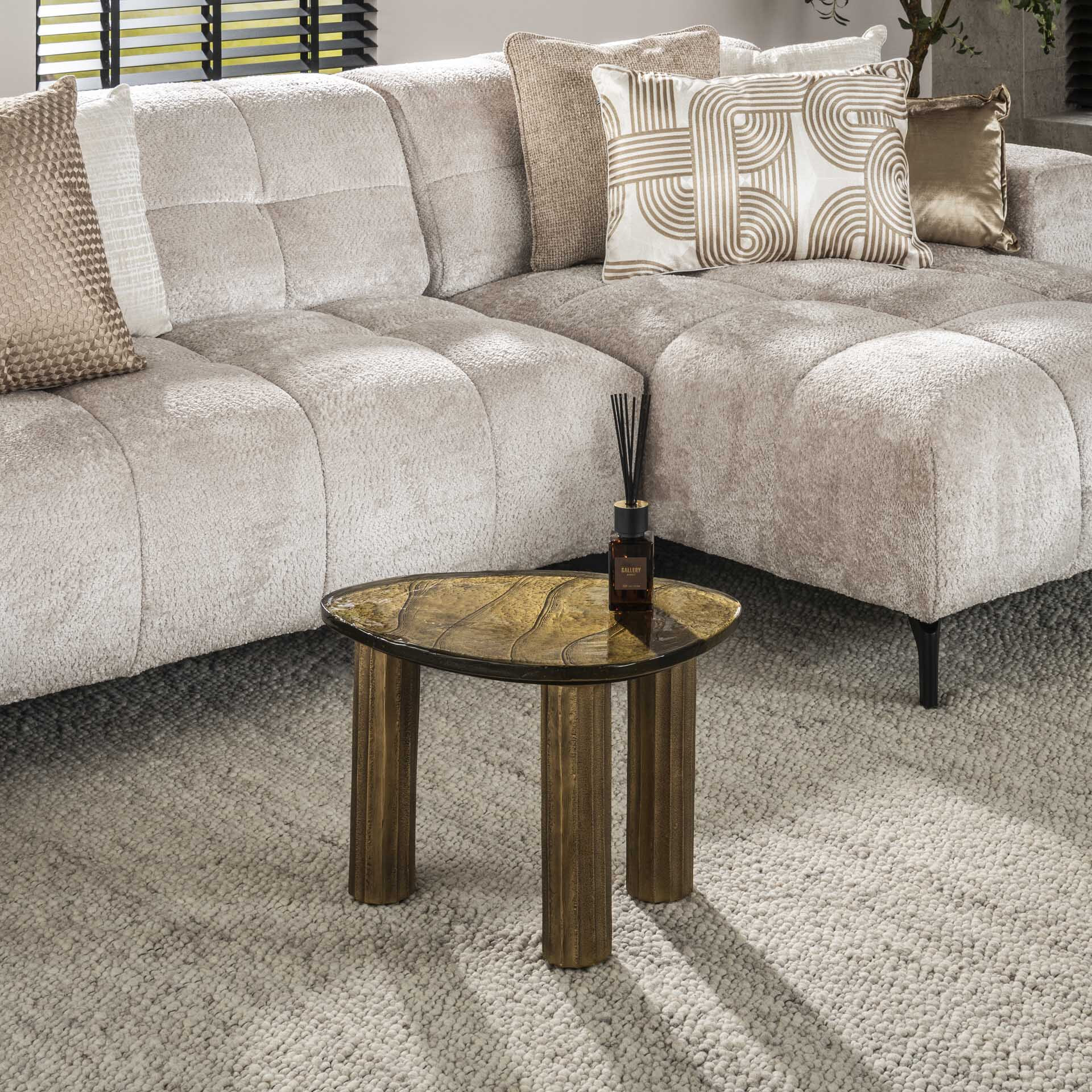 LifestyleFurn Organische Salontafel Cassidi Glas, 51 x 37cm - Goud Antiek