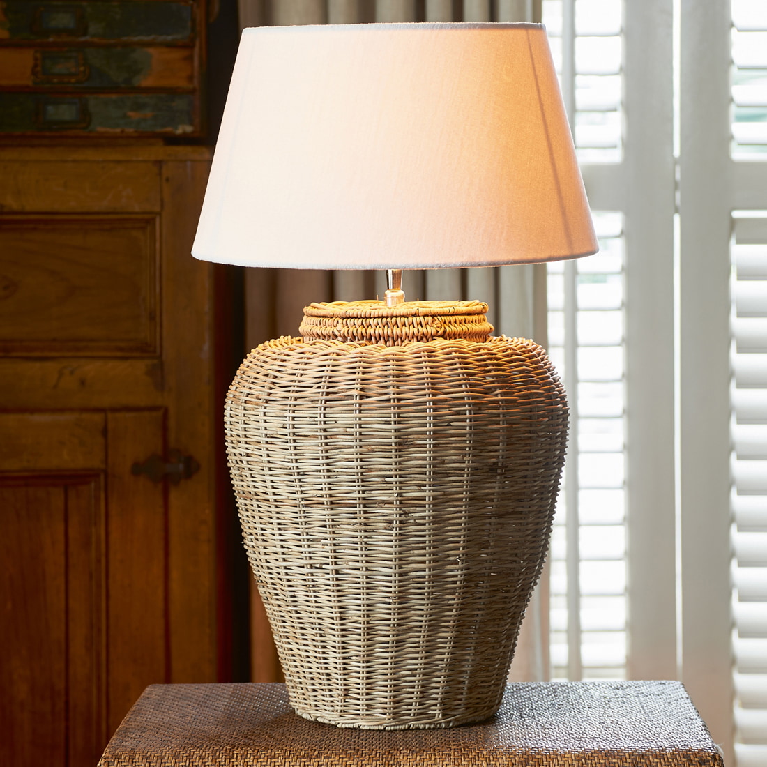 Rivièra Maison Tafellamp 'Grand Lobby' Rotan, 39cm (excl. kap)