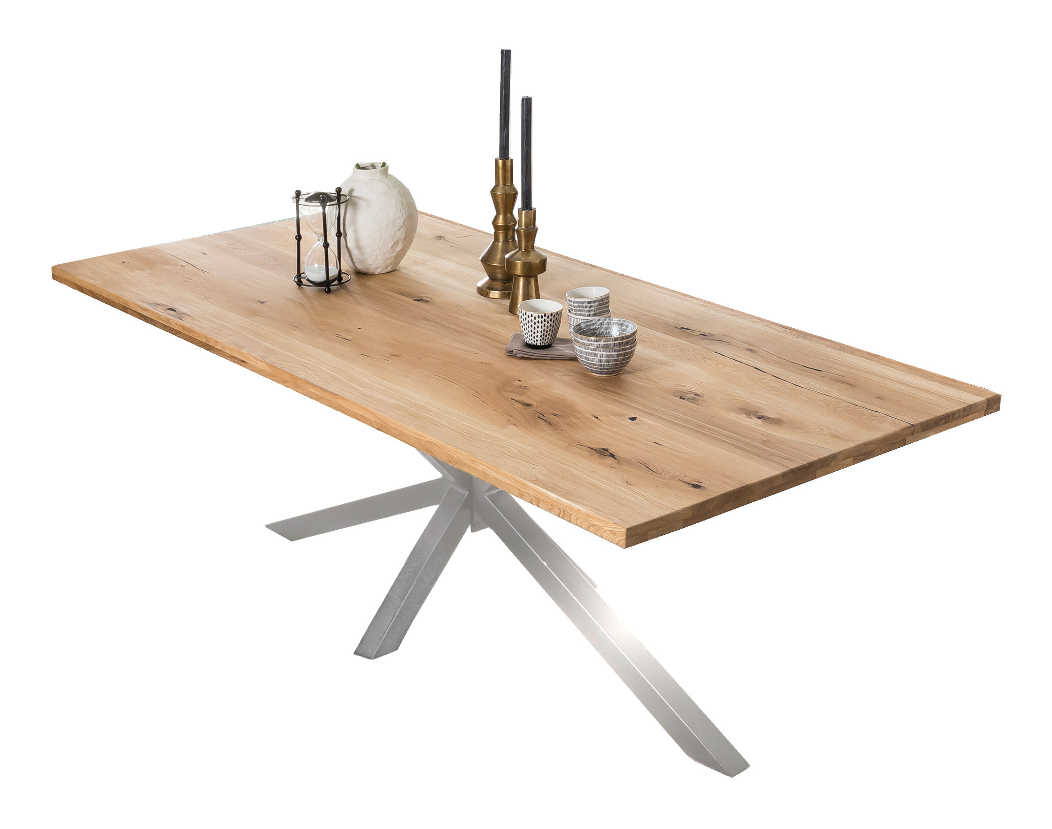 Artistiq Eettafel 'Dashawn' Eikenhout, 180 x 100cm, kleur Zilver