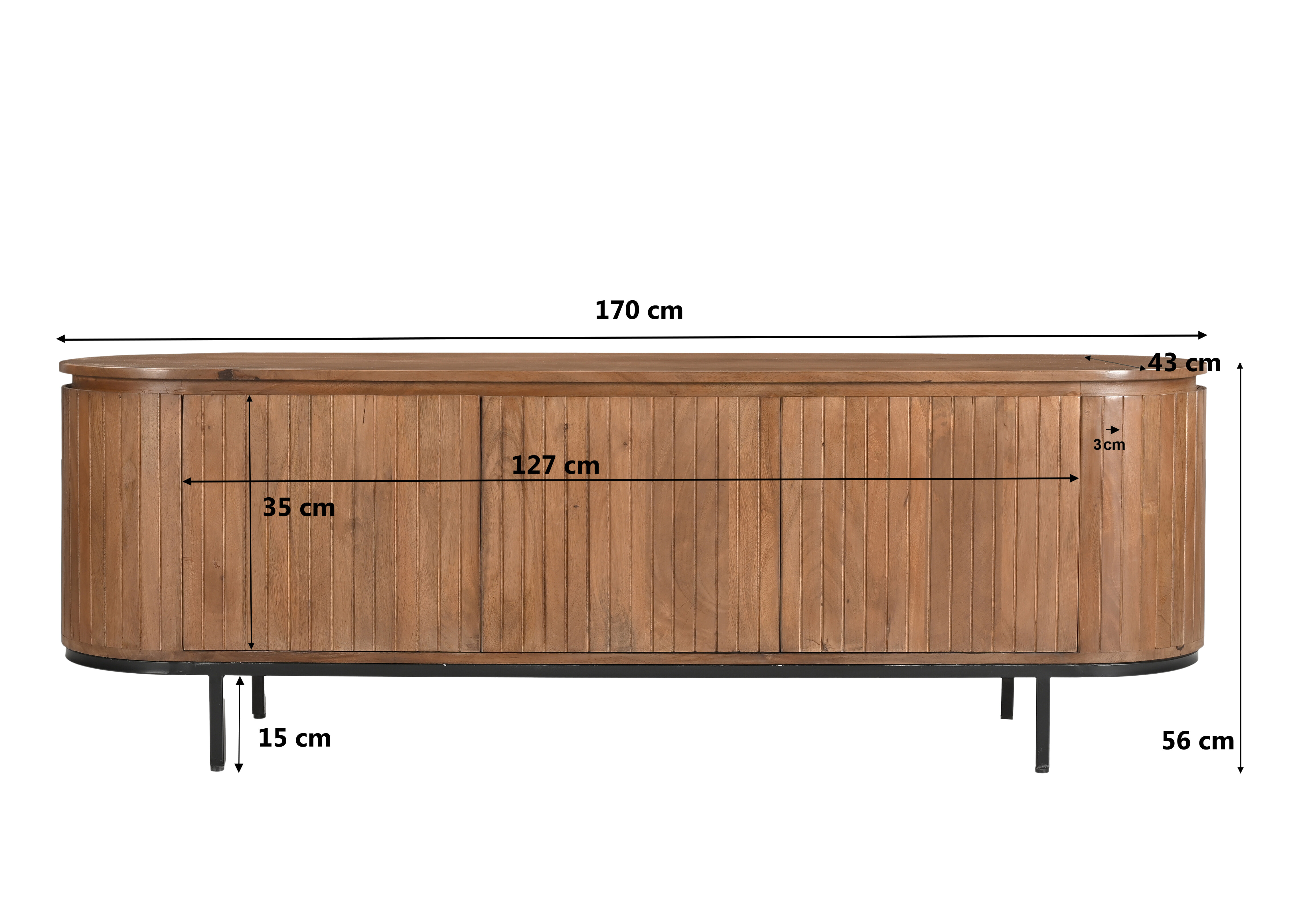 Livingfurn TV-meubel 'Noor' Mangohout, 170cm, kleur Naturel