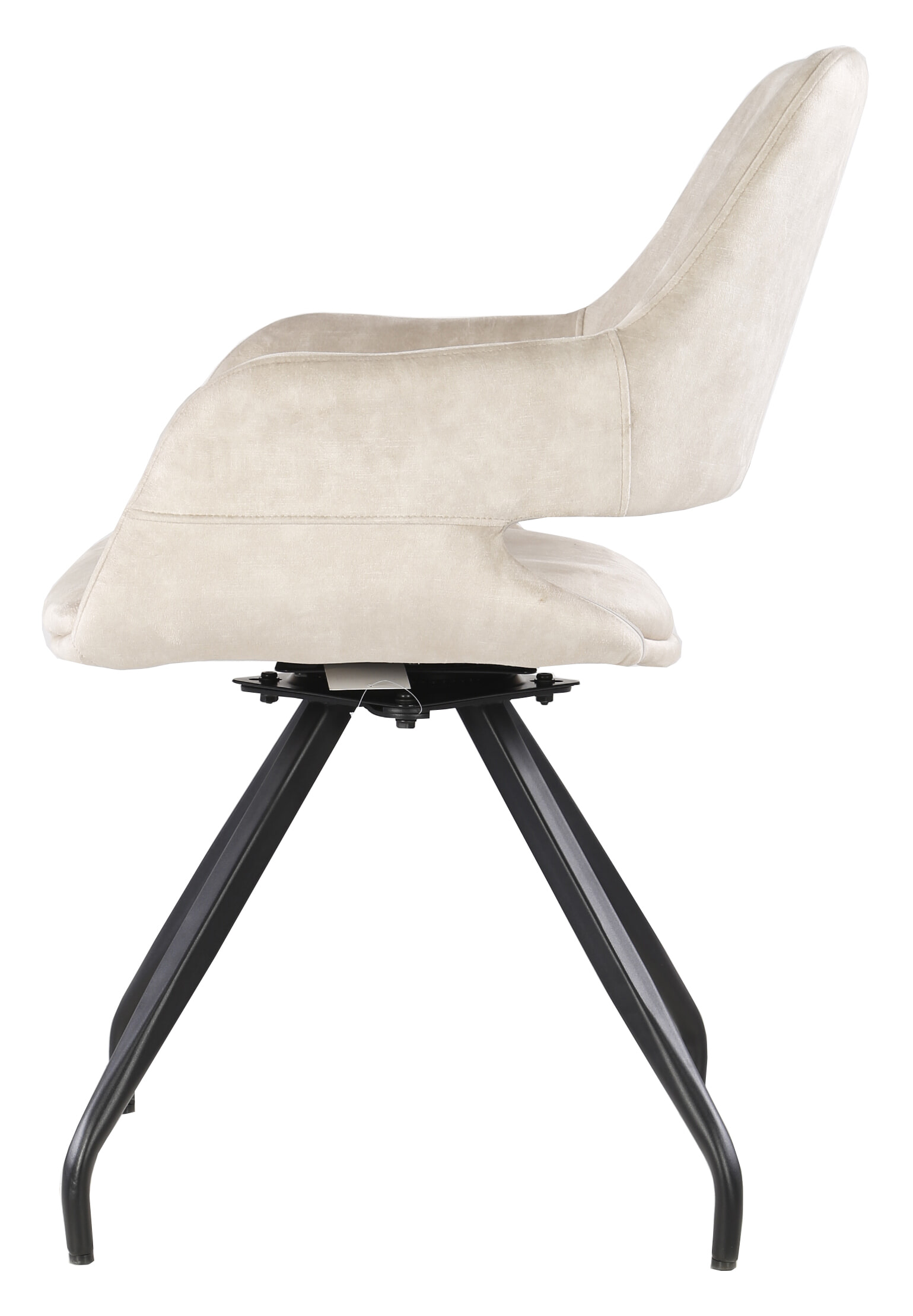 Livingfurn Draaibare Eetkamerstoel 'Capp' Velvet, kleur Beige