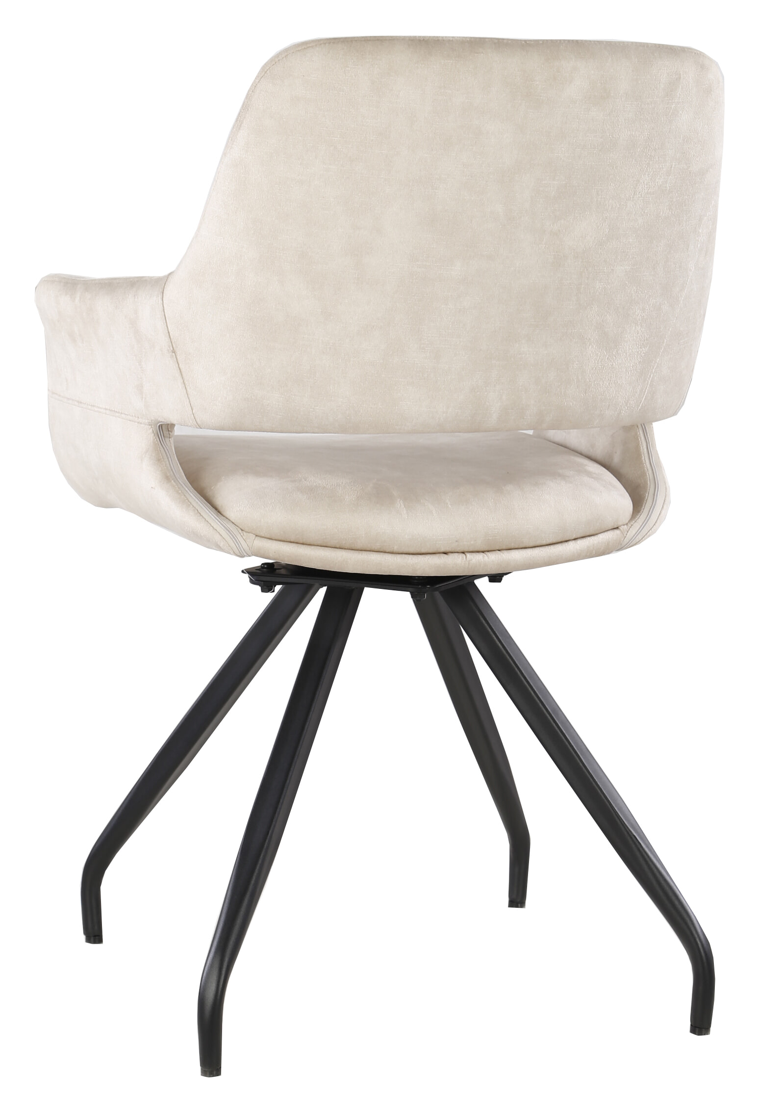 Livingfurn Draaibare Eetkamerstoel 'Capp' Velvet, kleur Beige