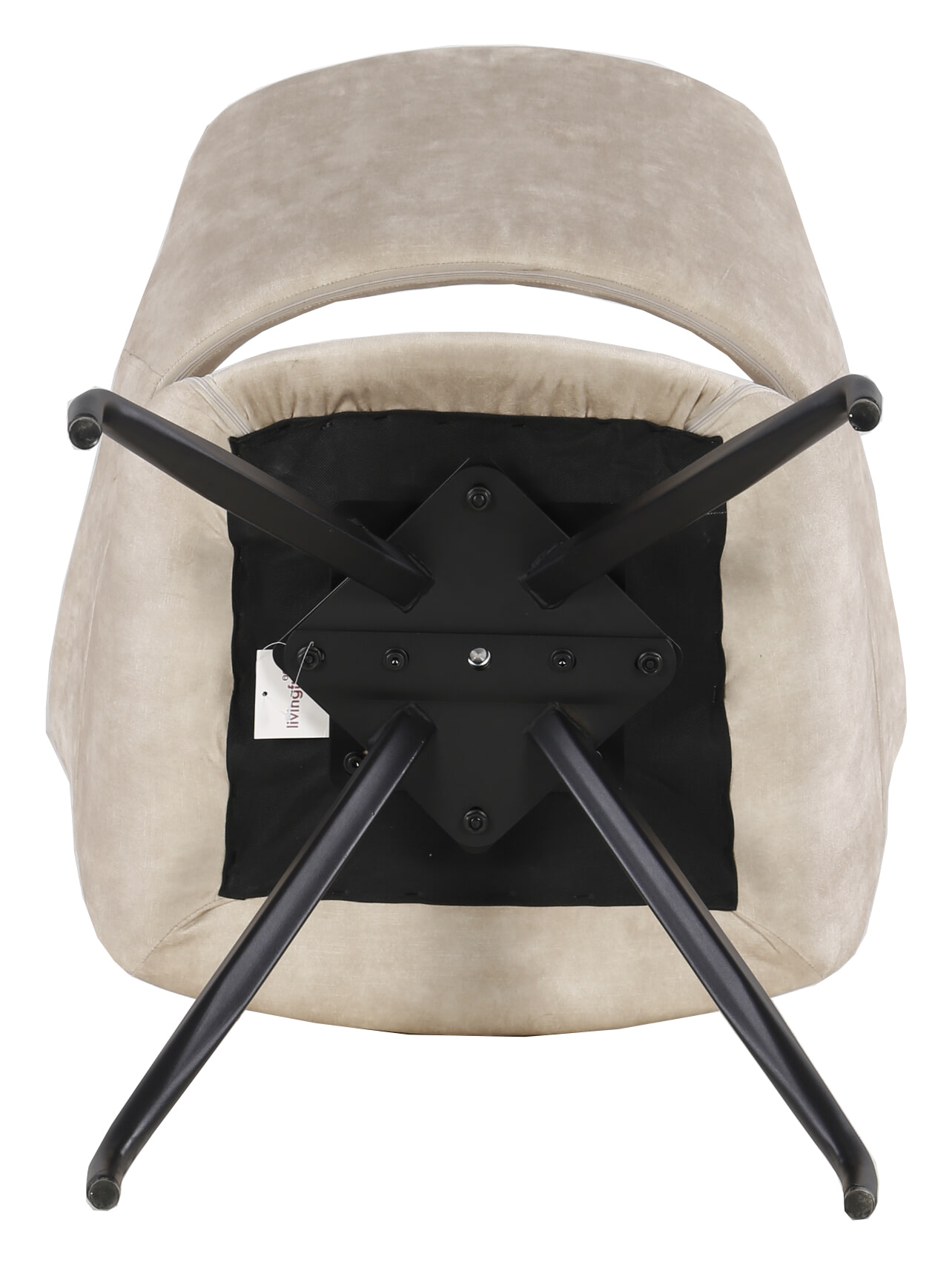 Livingfurn Draaibare Eetkamerstoel 'Capp' Velvet, kleur Beige