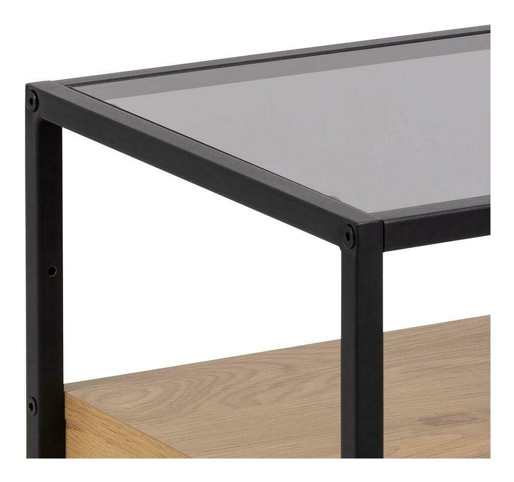 Bendt Nachtkastje 'Maikel' Eiken en glas, kleur Zwart / Eiken