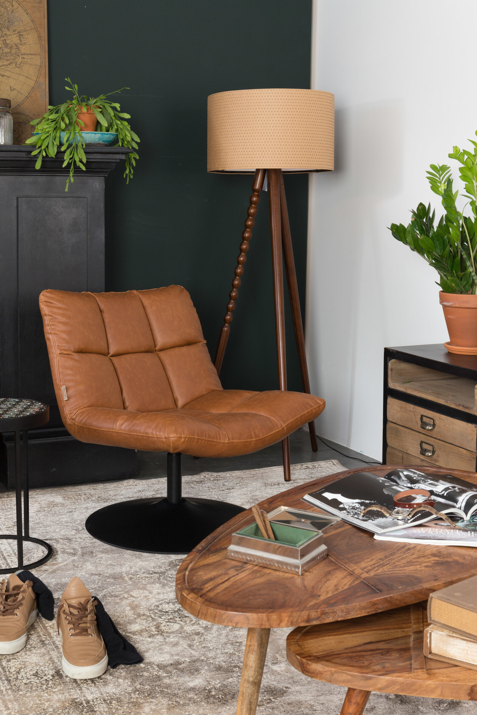Dutchbone Fauteuil 'Bar' PU, kleur Vintage Bruin
