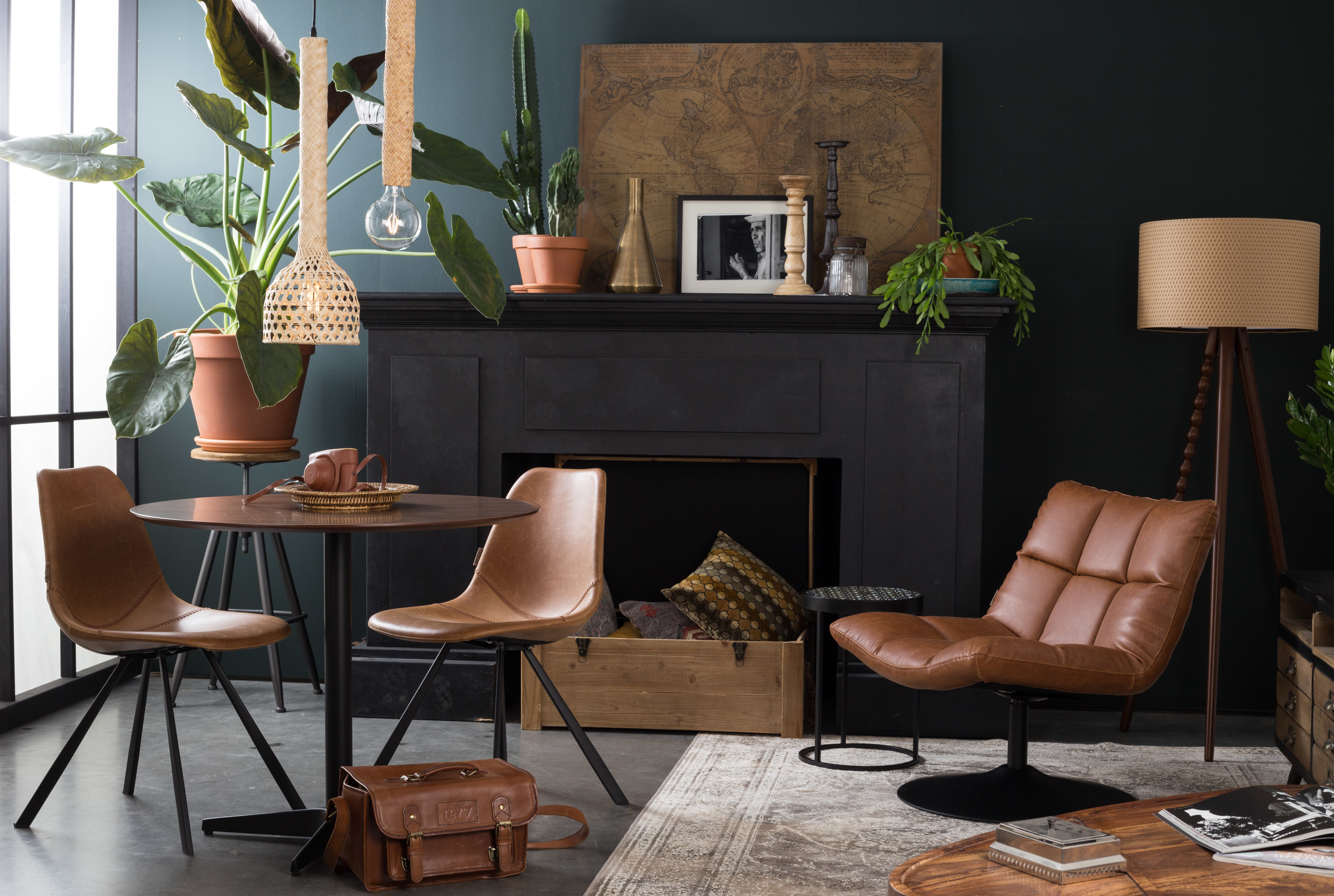 Dutchbone Fauteuil 'Bar' PU, kleur Vintage Bruin