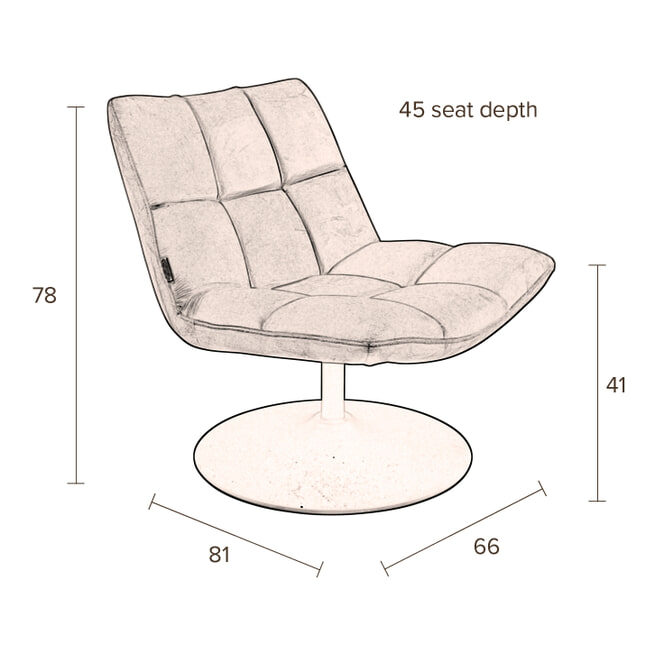 Dutchbone Fauteuil 'Bar' PU, kleur Vintage Bruin