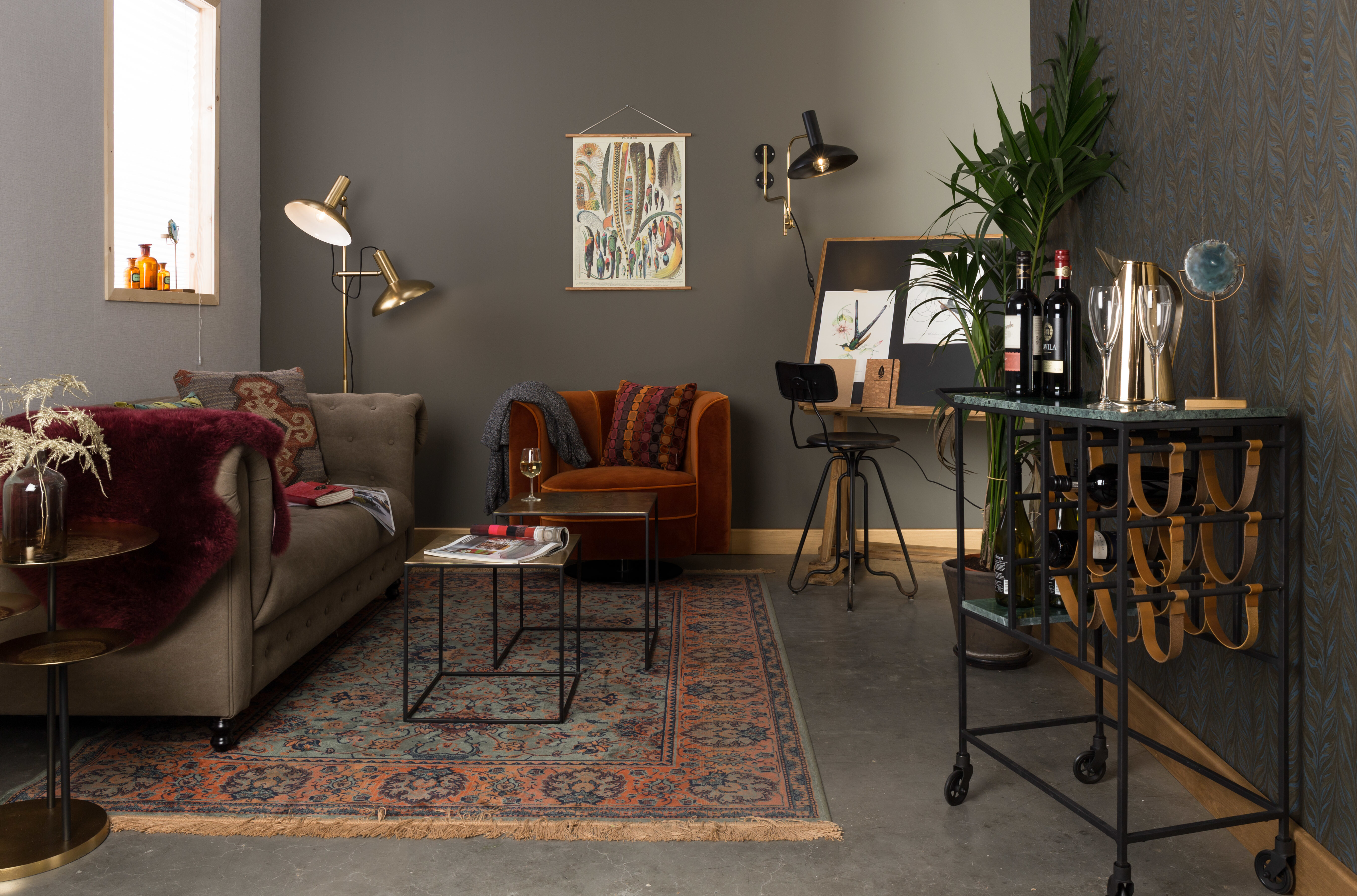 Dutchbone Draaibare Fauteuil 'Flower', kleur Oranje