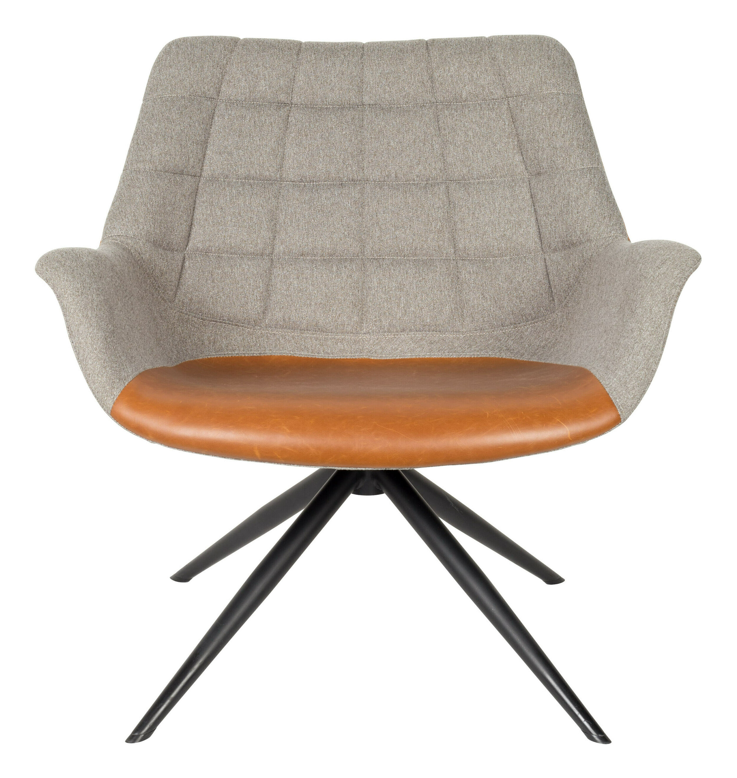 Zuiver Draaifauteuil 'Doulton' PU en stof, kleur Grijs/Bruin