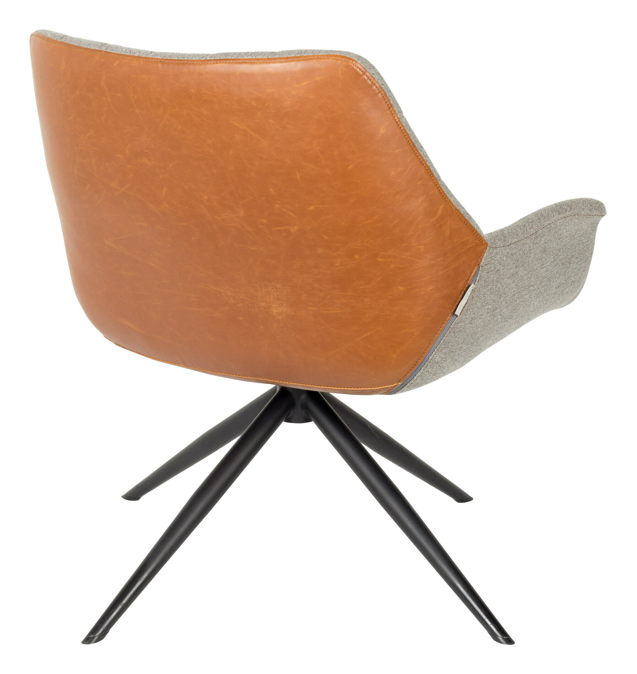 Zuiver Draaifauteuil 'Doulton' PU en stof, kleur Grijs/Bruin