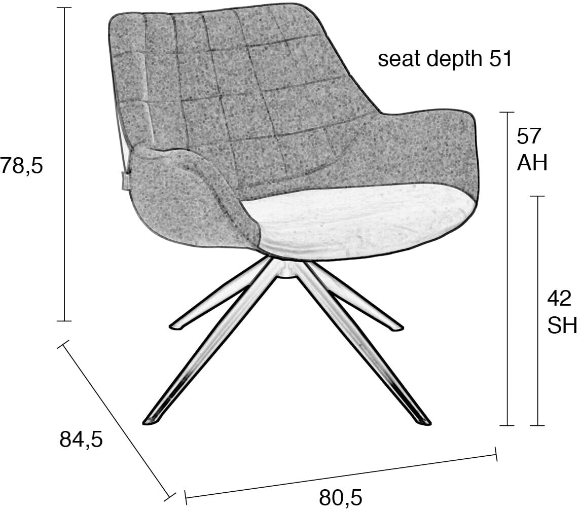 Zuiver Draaifauteuil 'Doulton' PU en stof, kleur Grijs/Bruin