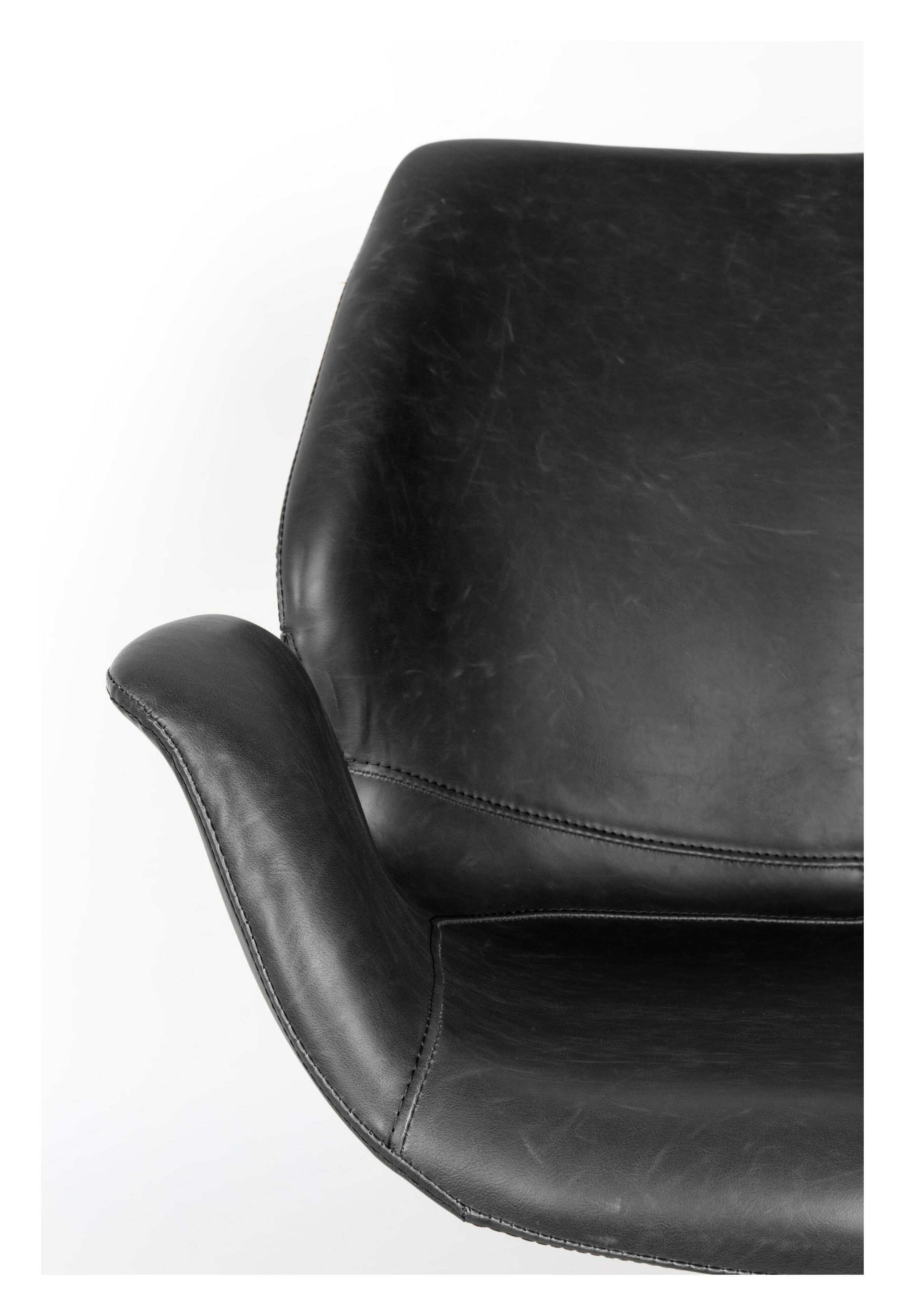 Zuiver Draaibare Fauteuil 'Nikki' Vintage PU leer, kleur Zwart
