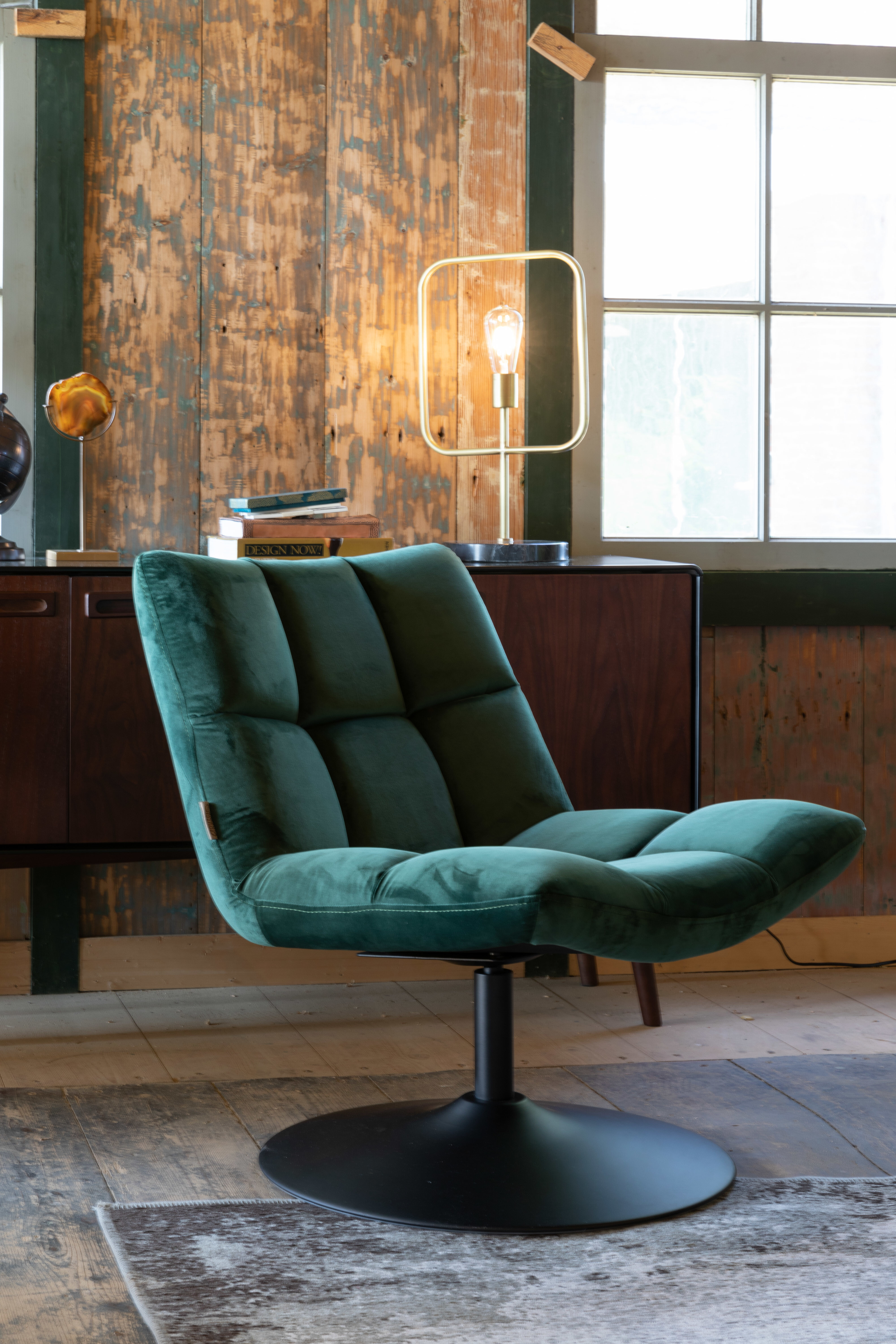 Dutchbone Fauteuil 'Bar' Velvet, kleur Donkergroen