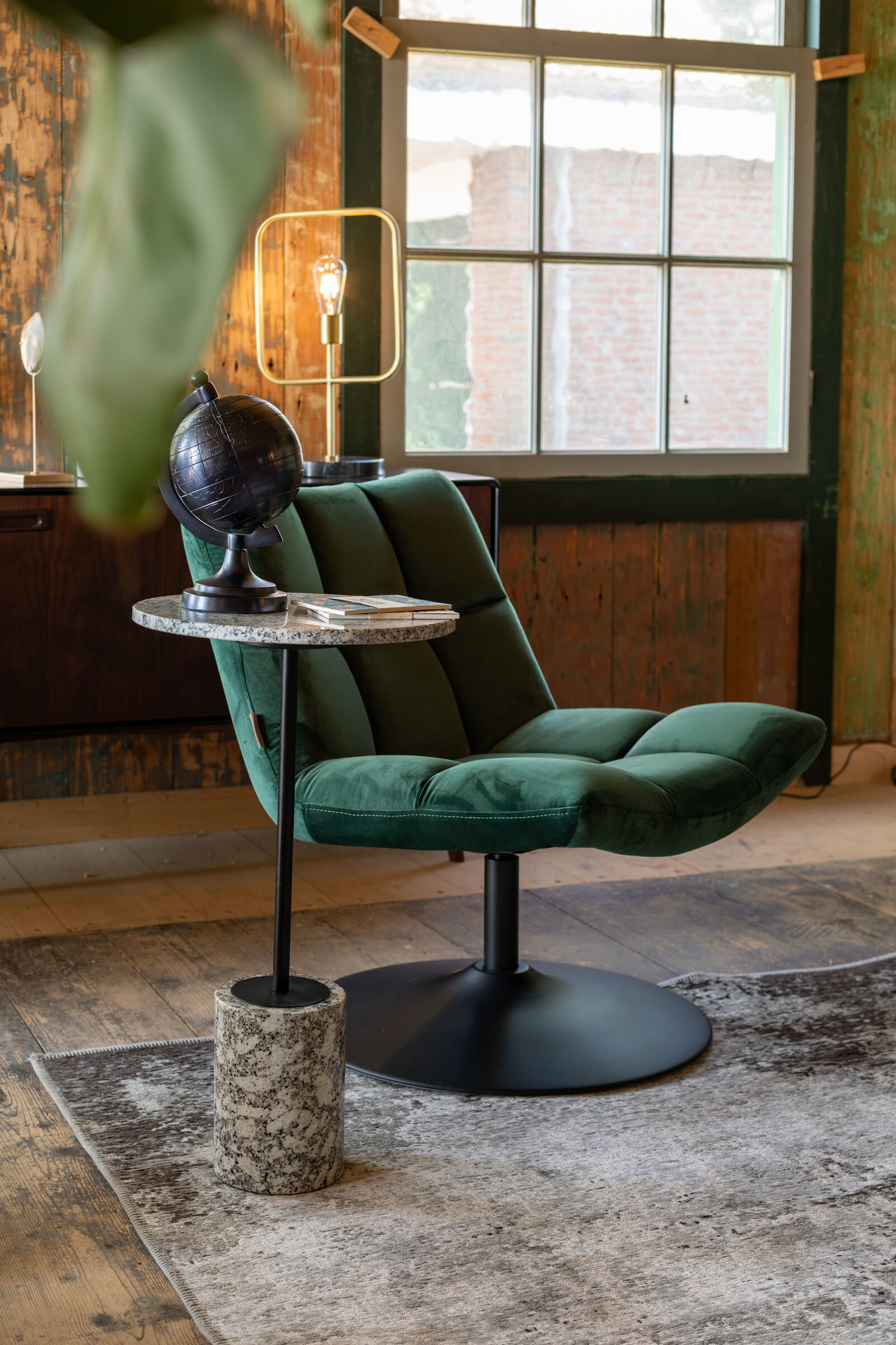 Dutchbone Fauteuil 'Bar' Velvet, kleur Donkergroen