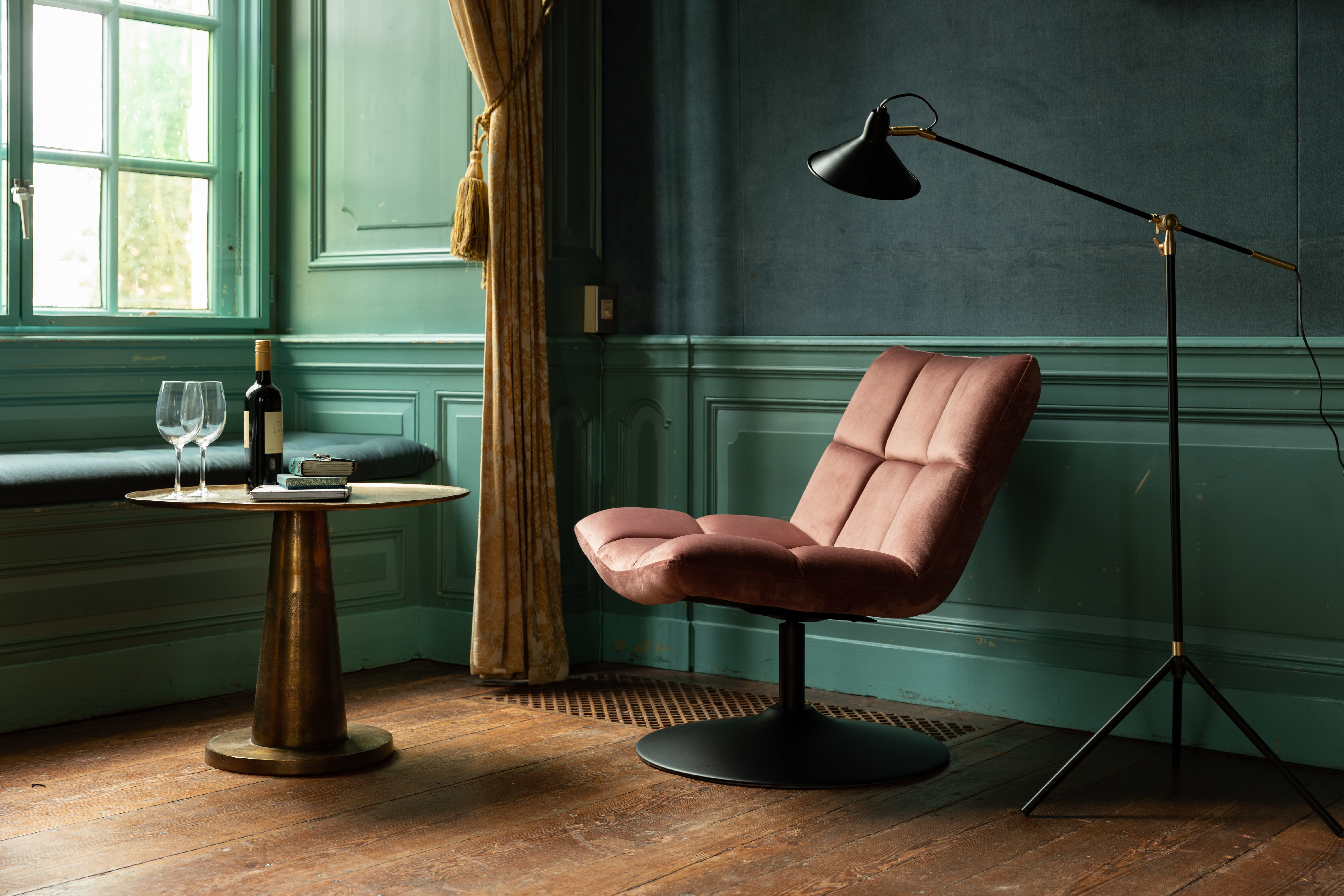 Dutchbone Fauteuil 'Bar' Velvet, kleur Roze