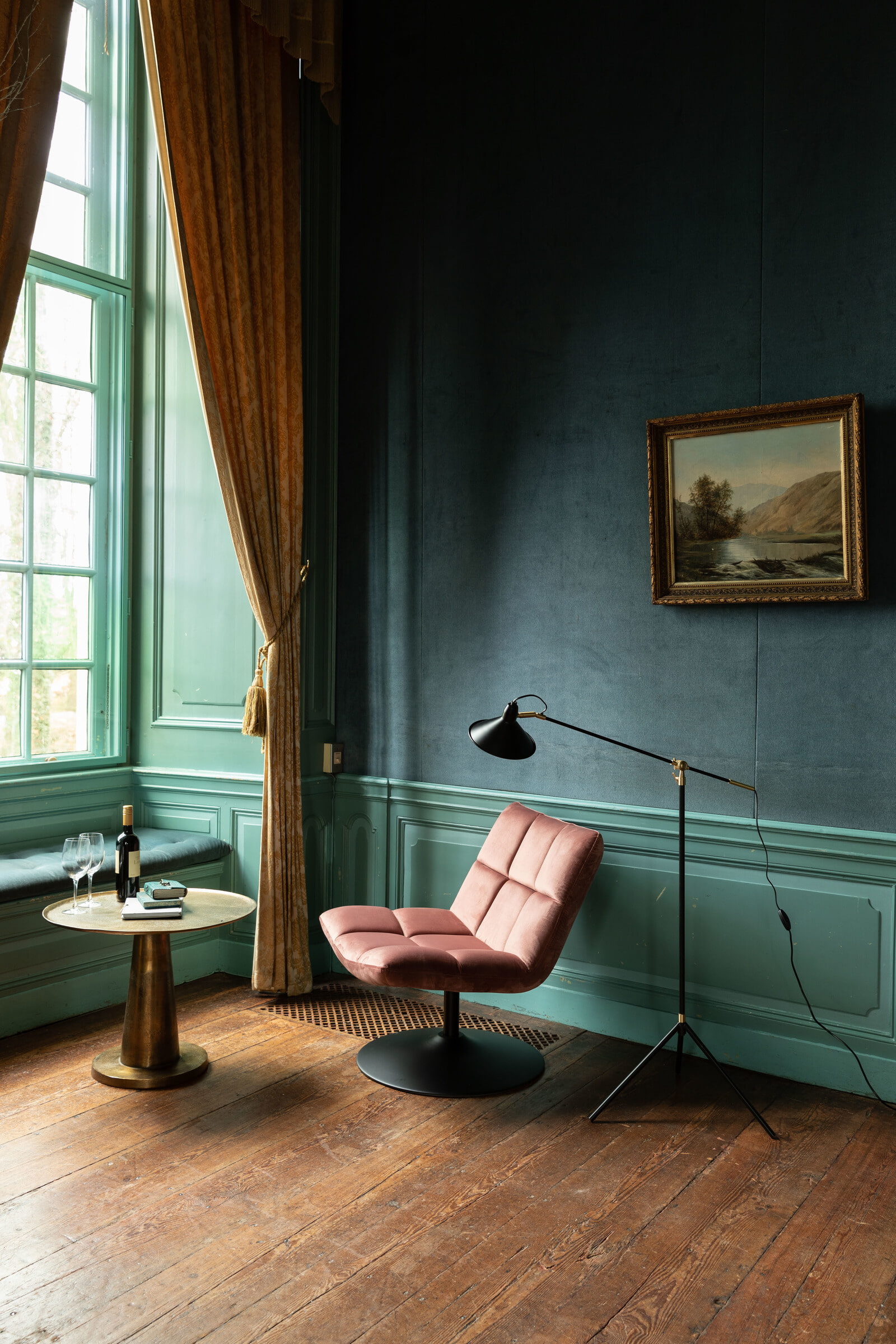 Dutchbone Fauteuil 'Bar' Velvet, kleur Roze
