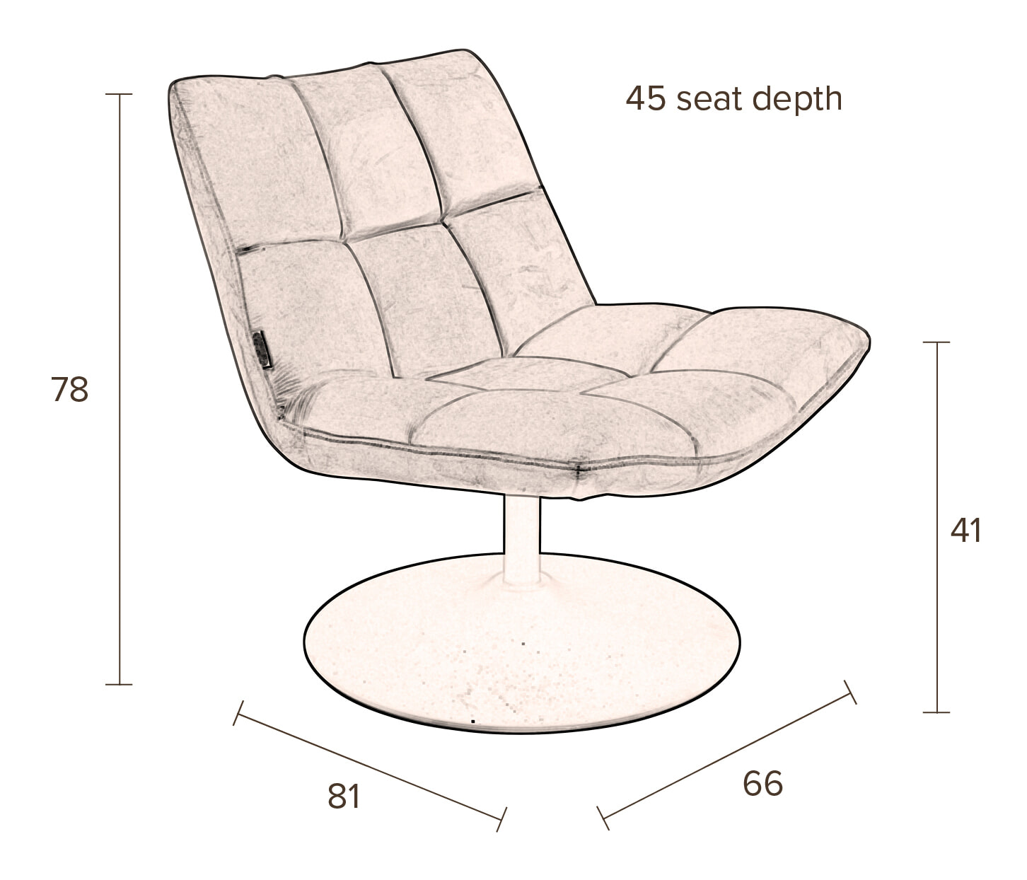 Dutchbone Fauteuil 'Bar' Velvet, kleur Roze