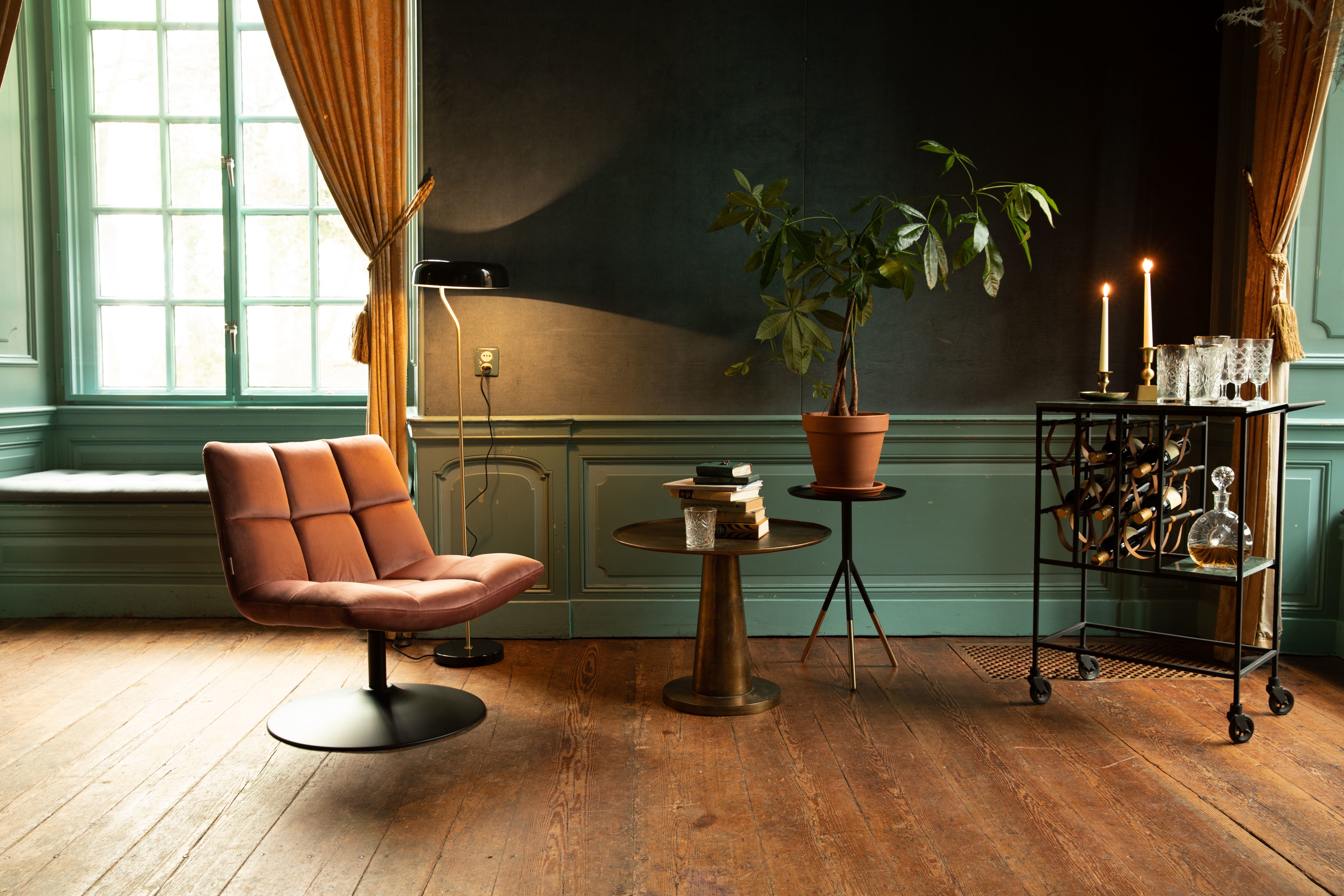 Dutchbone Fauteuil 'Bar' Velvet, kleur Roze