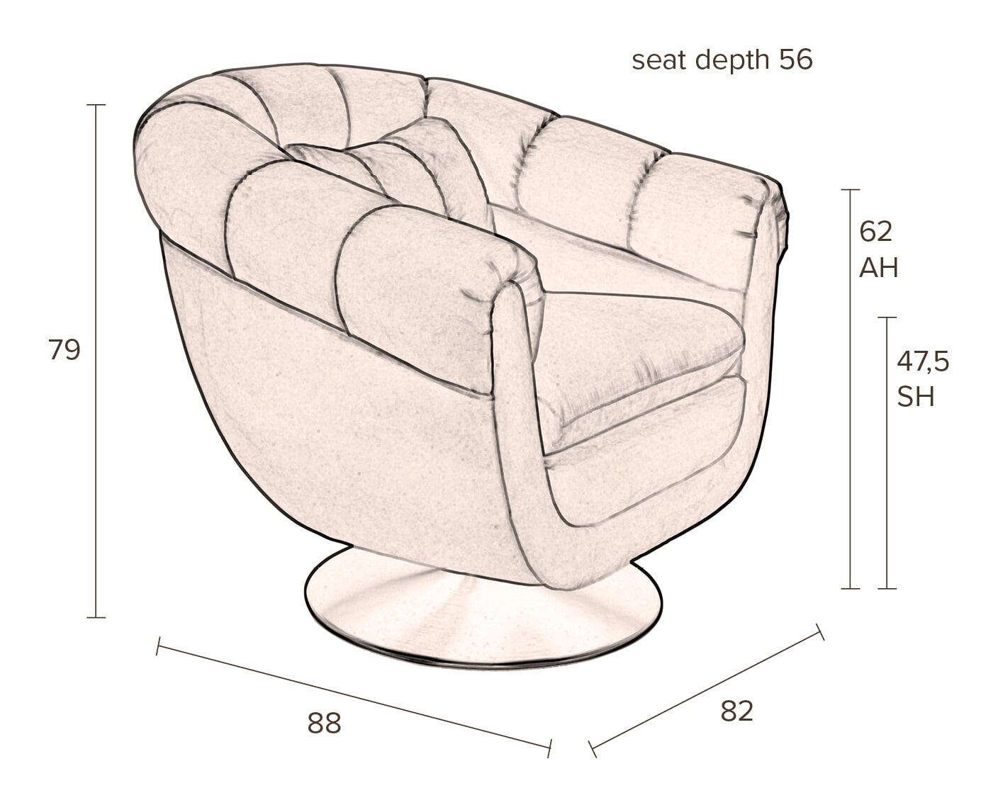 Dutchbone Fauteuil 'Member', kleur Goud