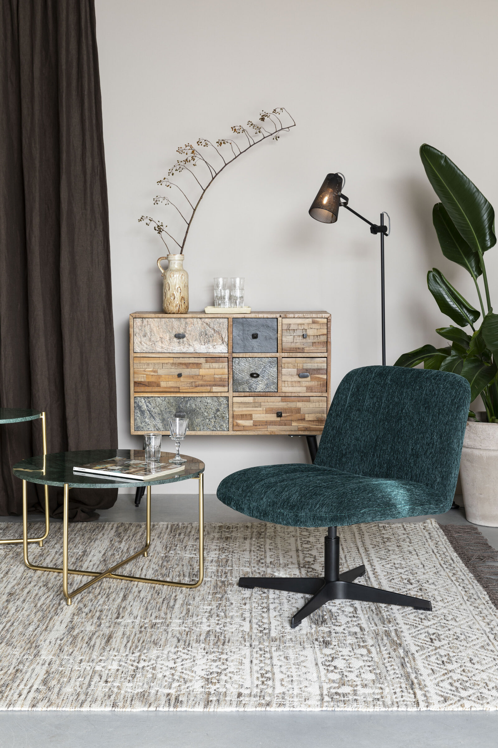 ZILT Fauteuil 'Quintin' Rib, kleur Groen