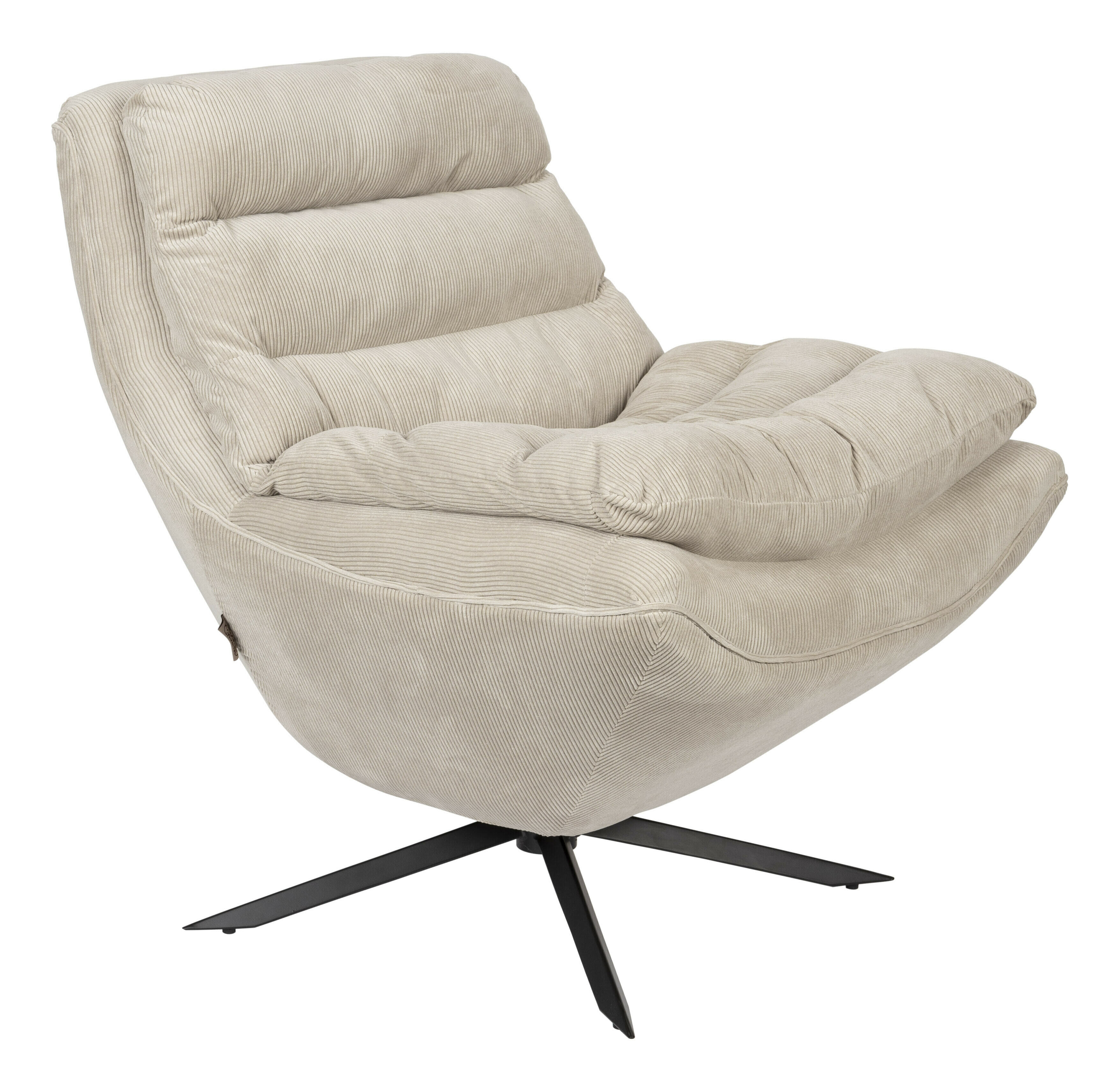 Dutchbone Draaifauteuil 'Vince' Rib, kleur Beige