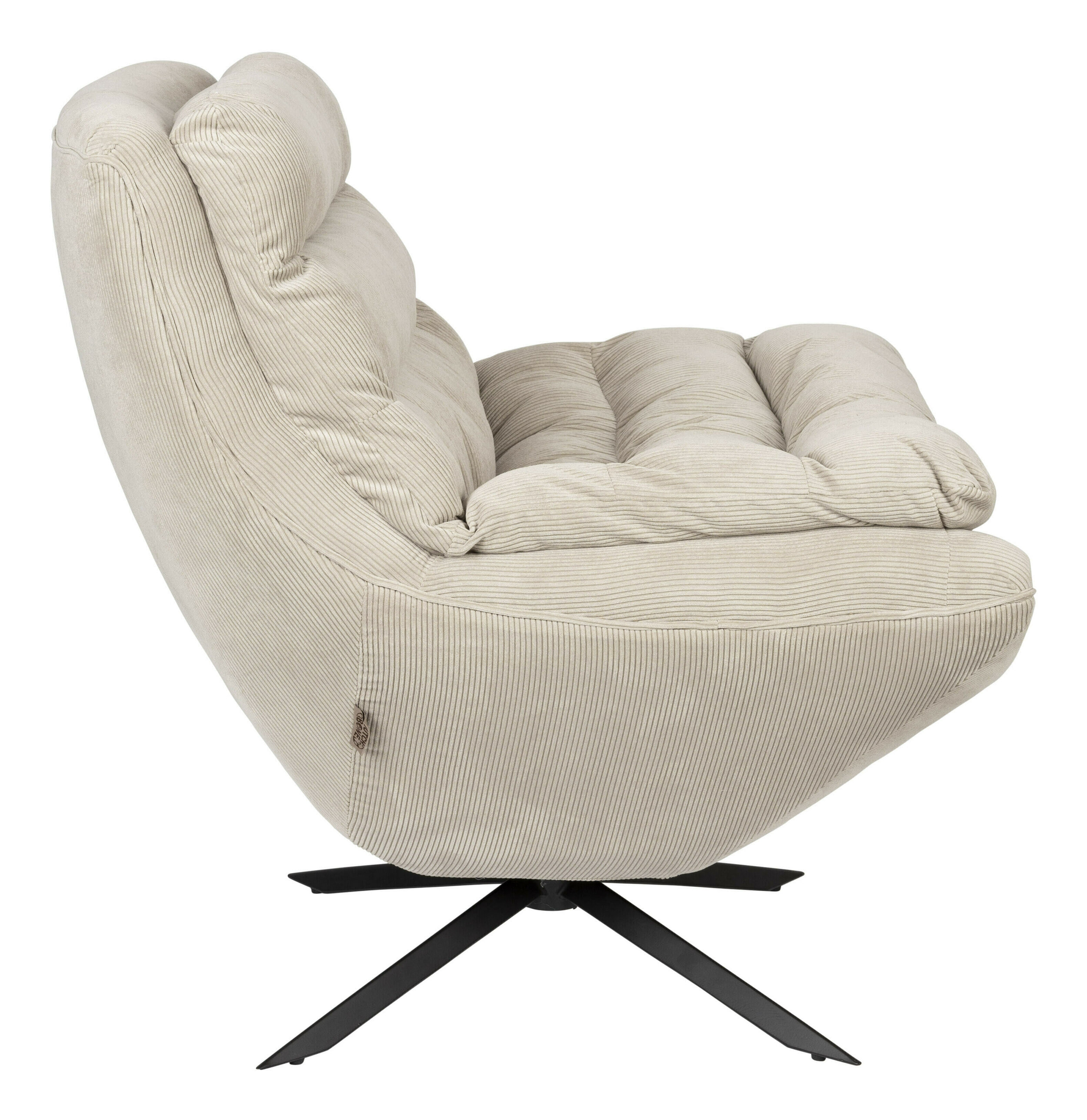 Dutchbone Draaifauteuil 'Vince' Rib, kleur Beige