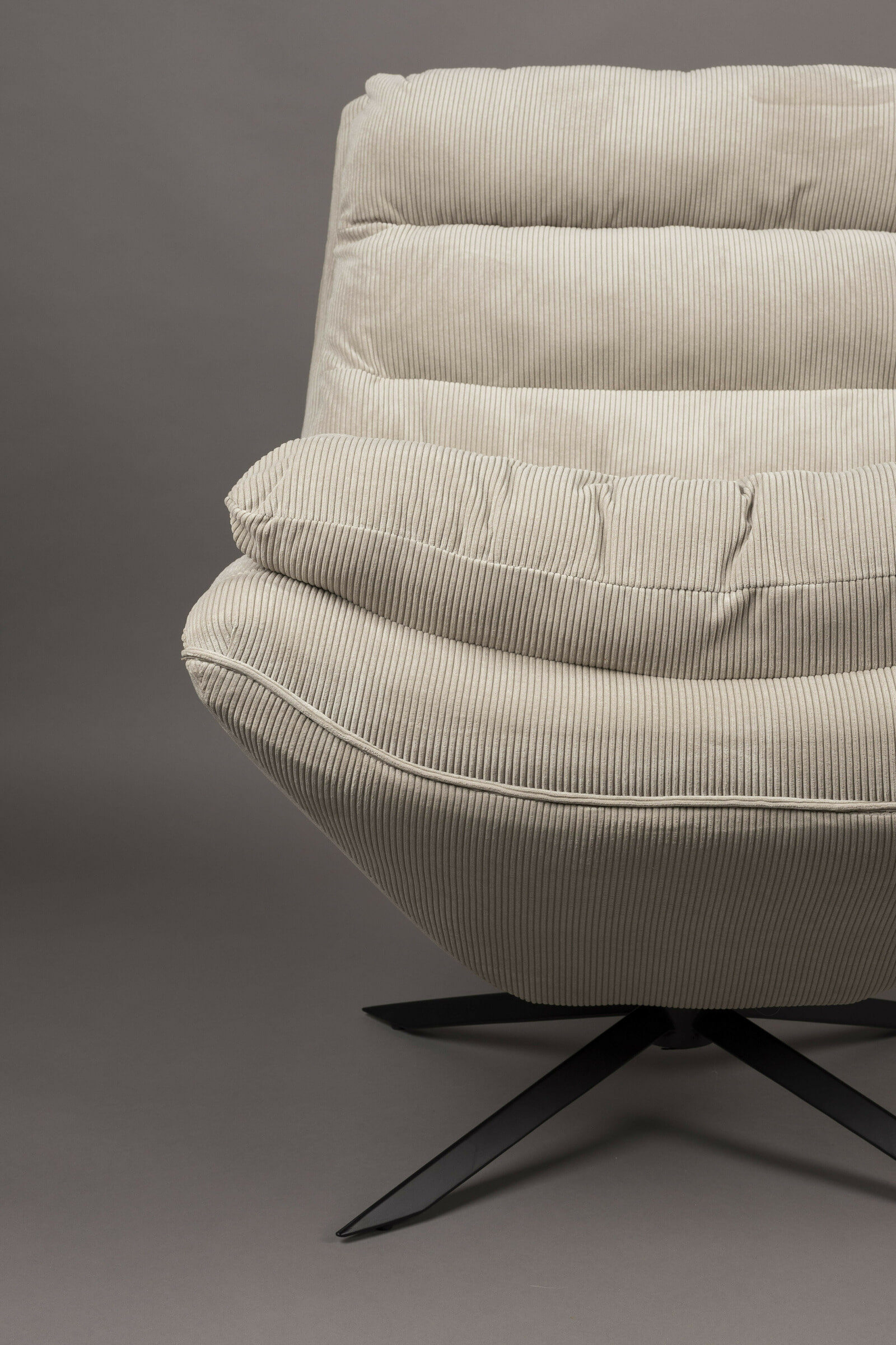 Dutchbone Draaifauteuil 'Vince' Rib, kleur Beige