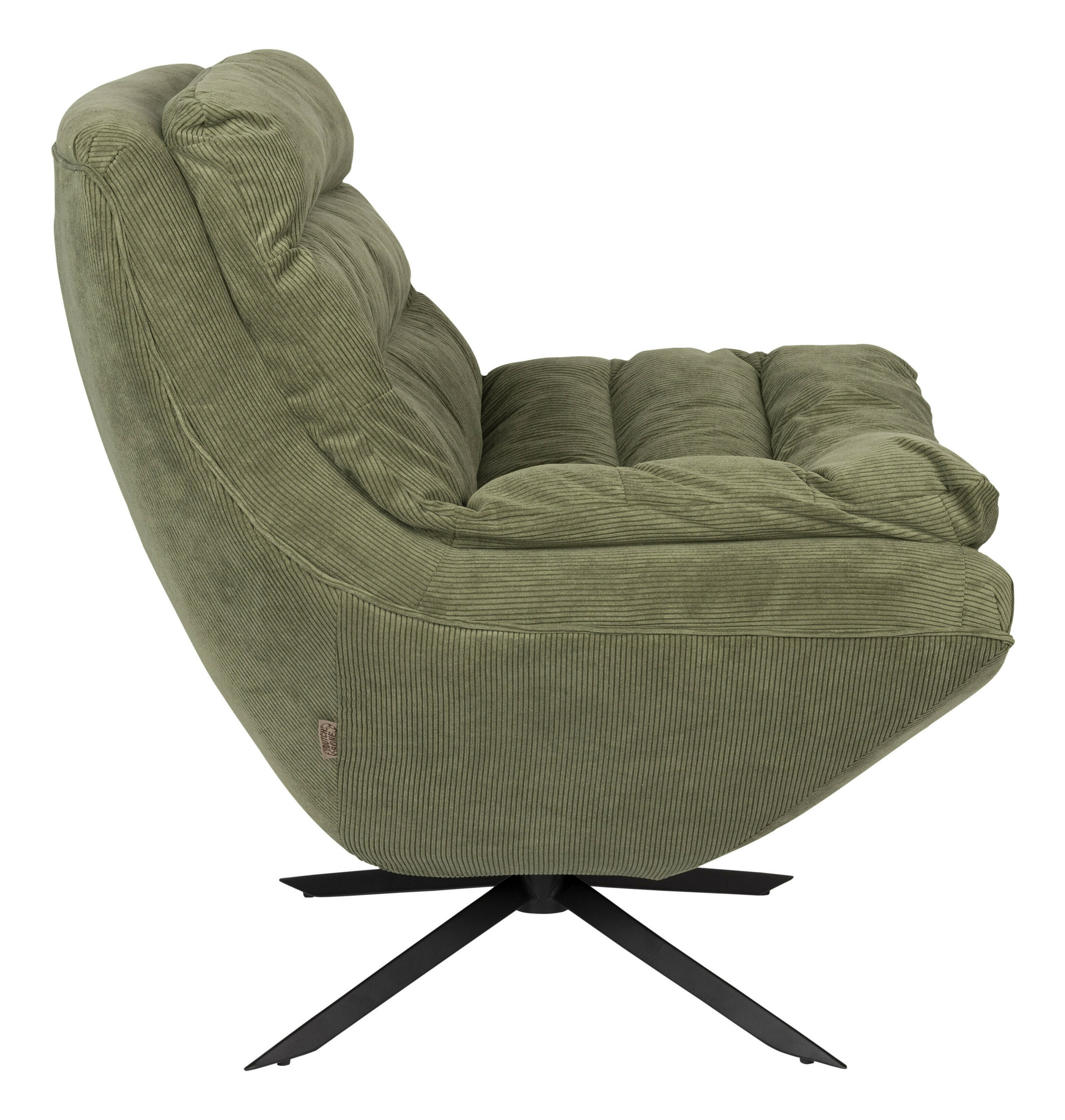 Dutchbone Draaifauteuil 'Vince' Rib, kleur Groen