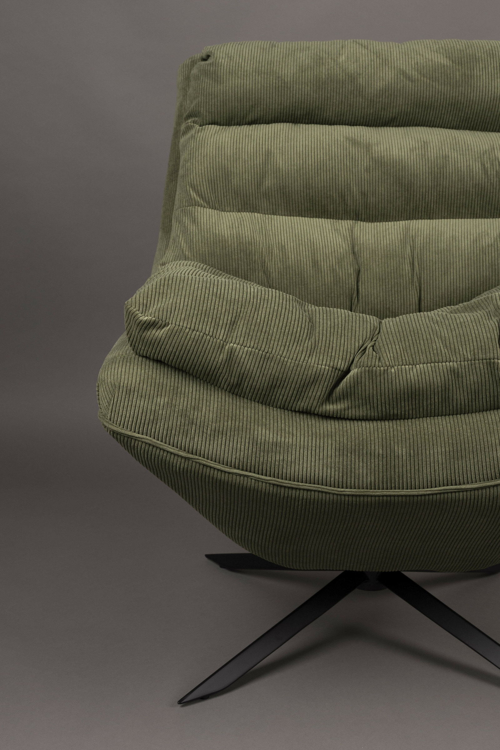 Dutchbone Draaifauteuil 'Vince' Rib, kleur Groen