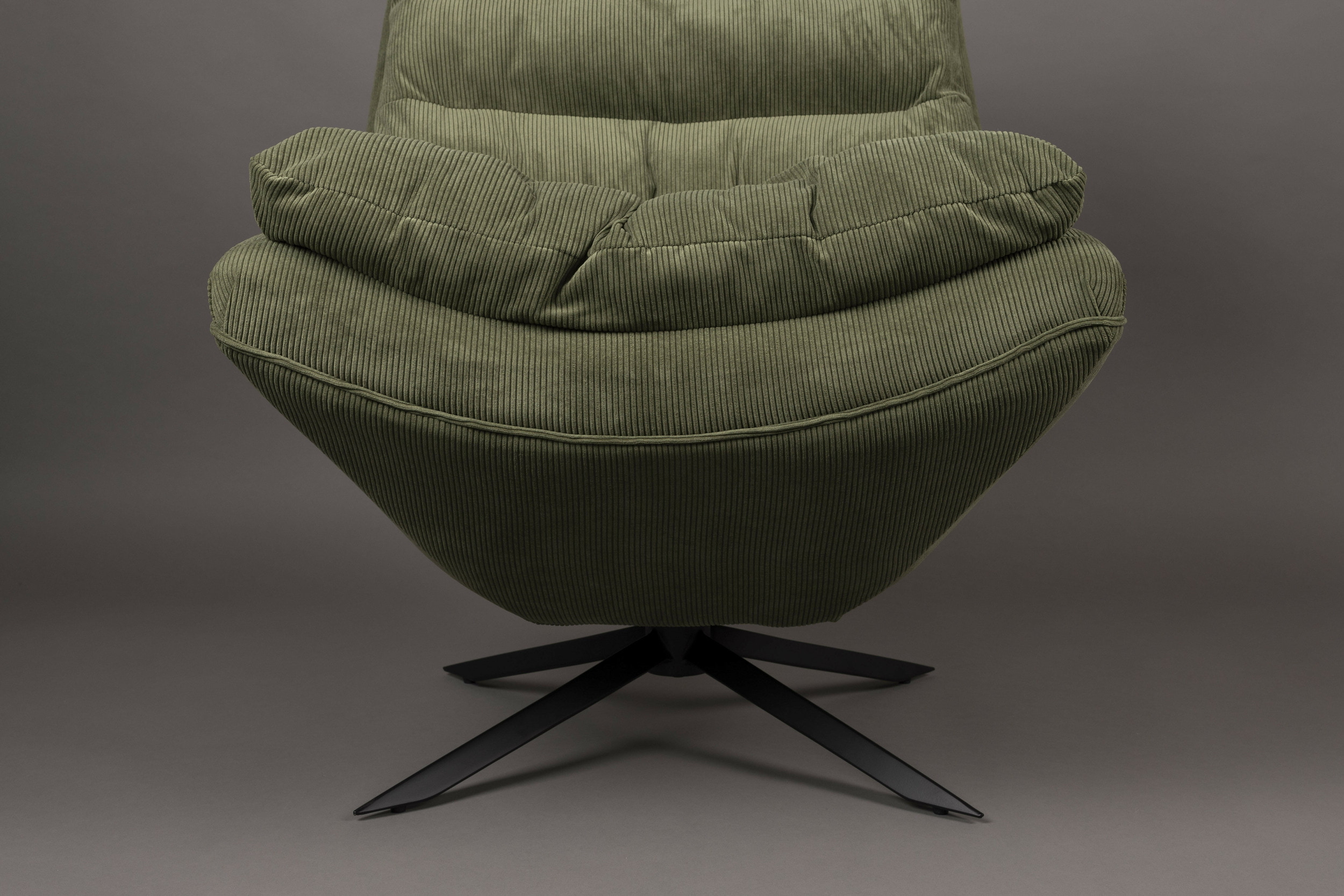 Dutchbone Draaifauteuil 'Vince' Rib, kleur Groen