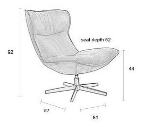 ZILT Draaifauteuil 'Belisama' Lederlook, kleur Antraciet