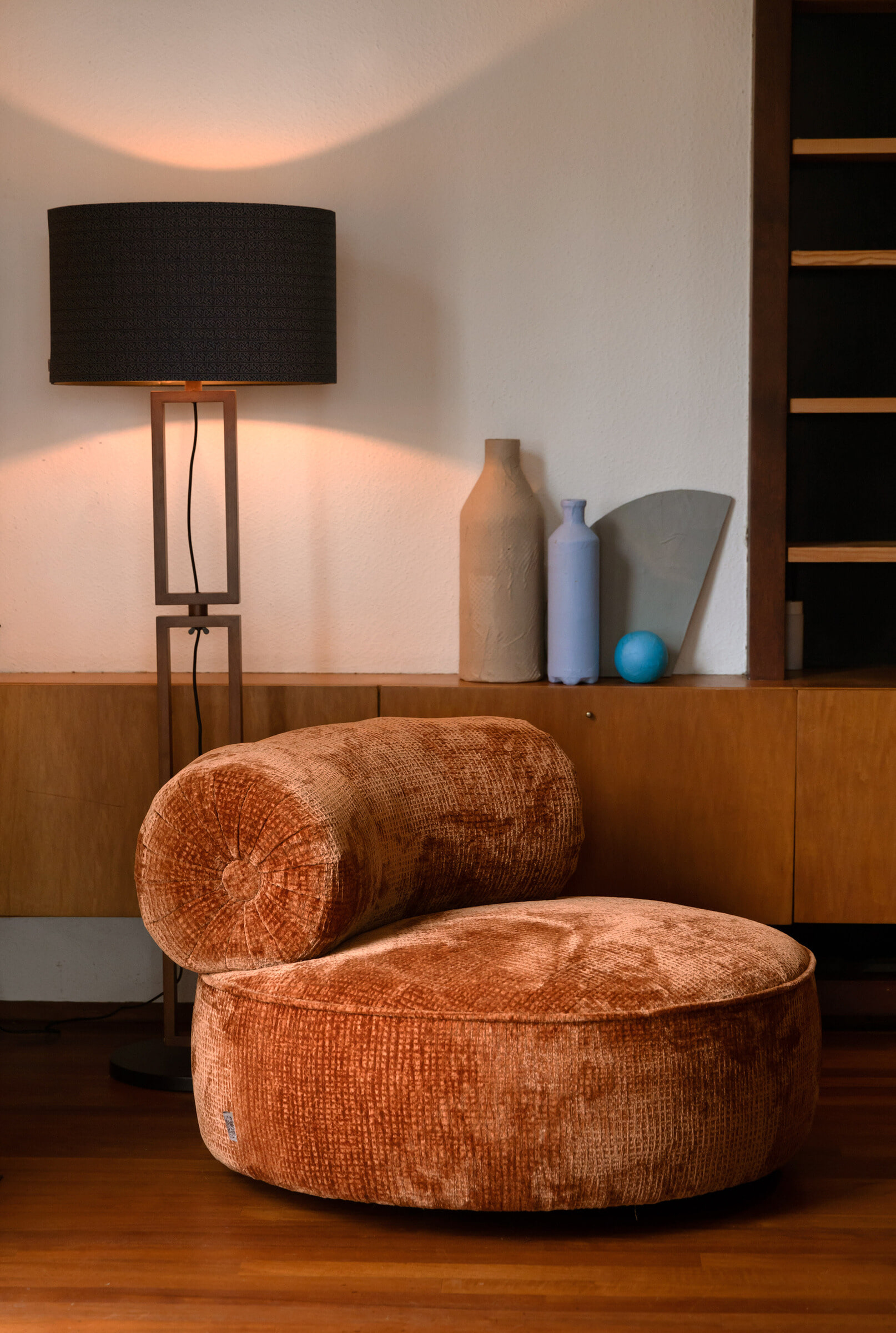 Dutchbone Fauteuil 'Tilbury' Chenille, kleur Oranje