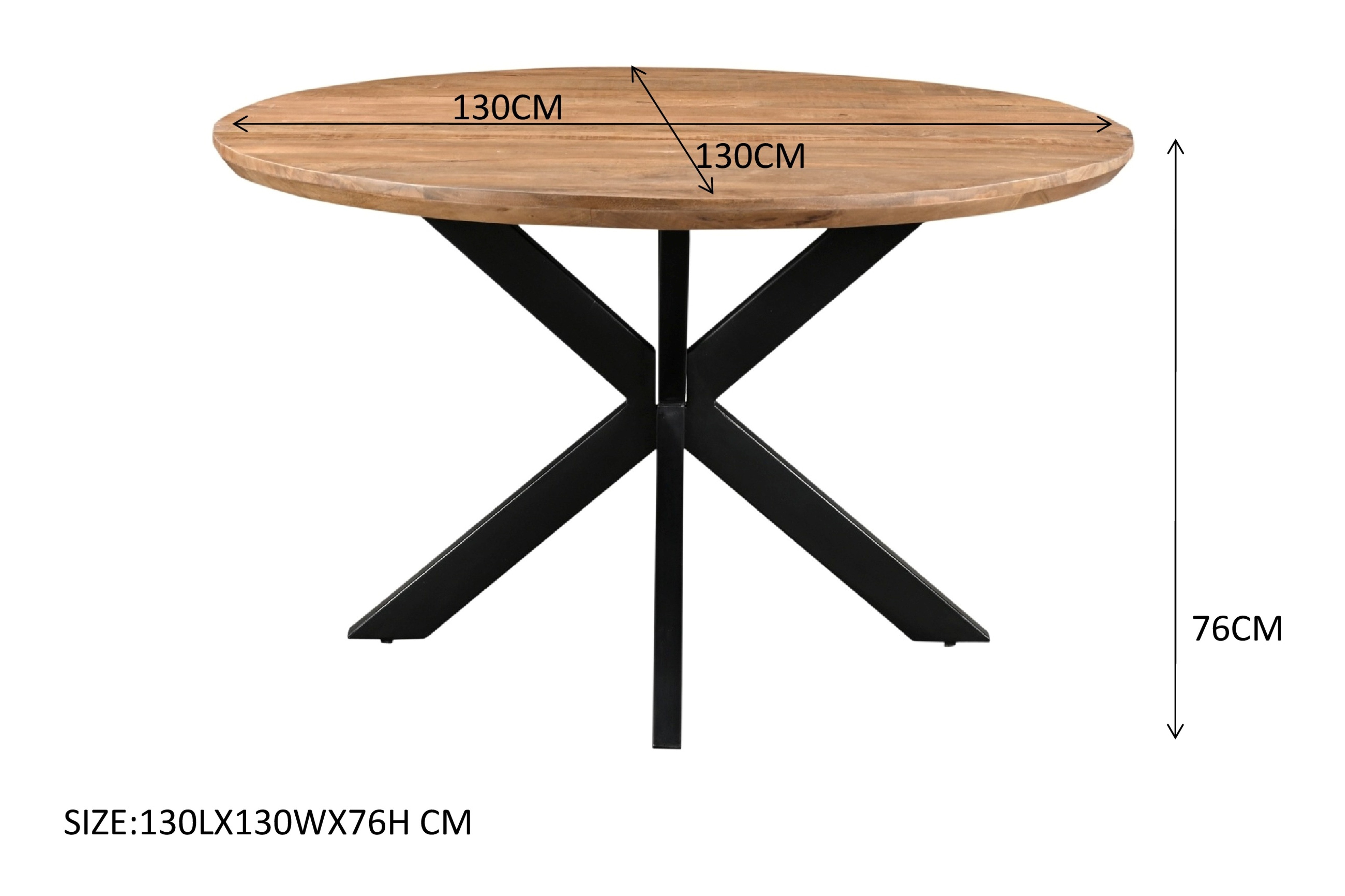 Livingfurn Ronde Eettafel 'Jesper' Mangohout, 130cm