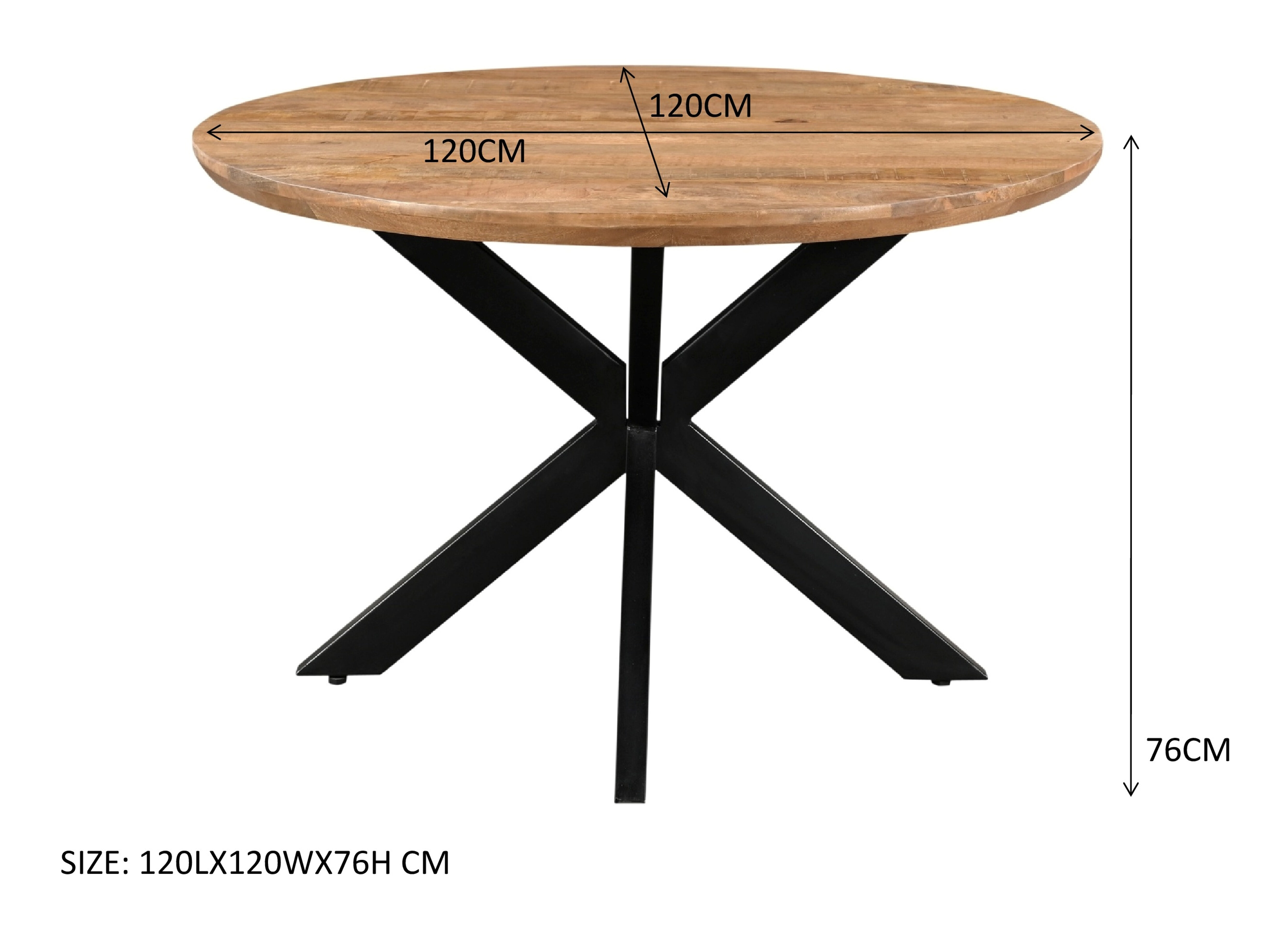 Livingfurn Ronde Eettafel 'Jesper' Mangohout, 120cm
