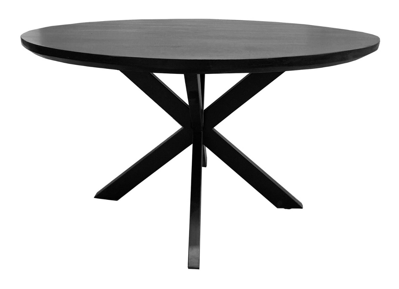 Livingfurn Ronde Eettafel 'Jesper' Mangohout, 120cm, kleur Zwart