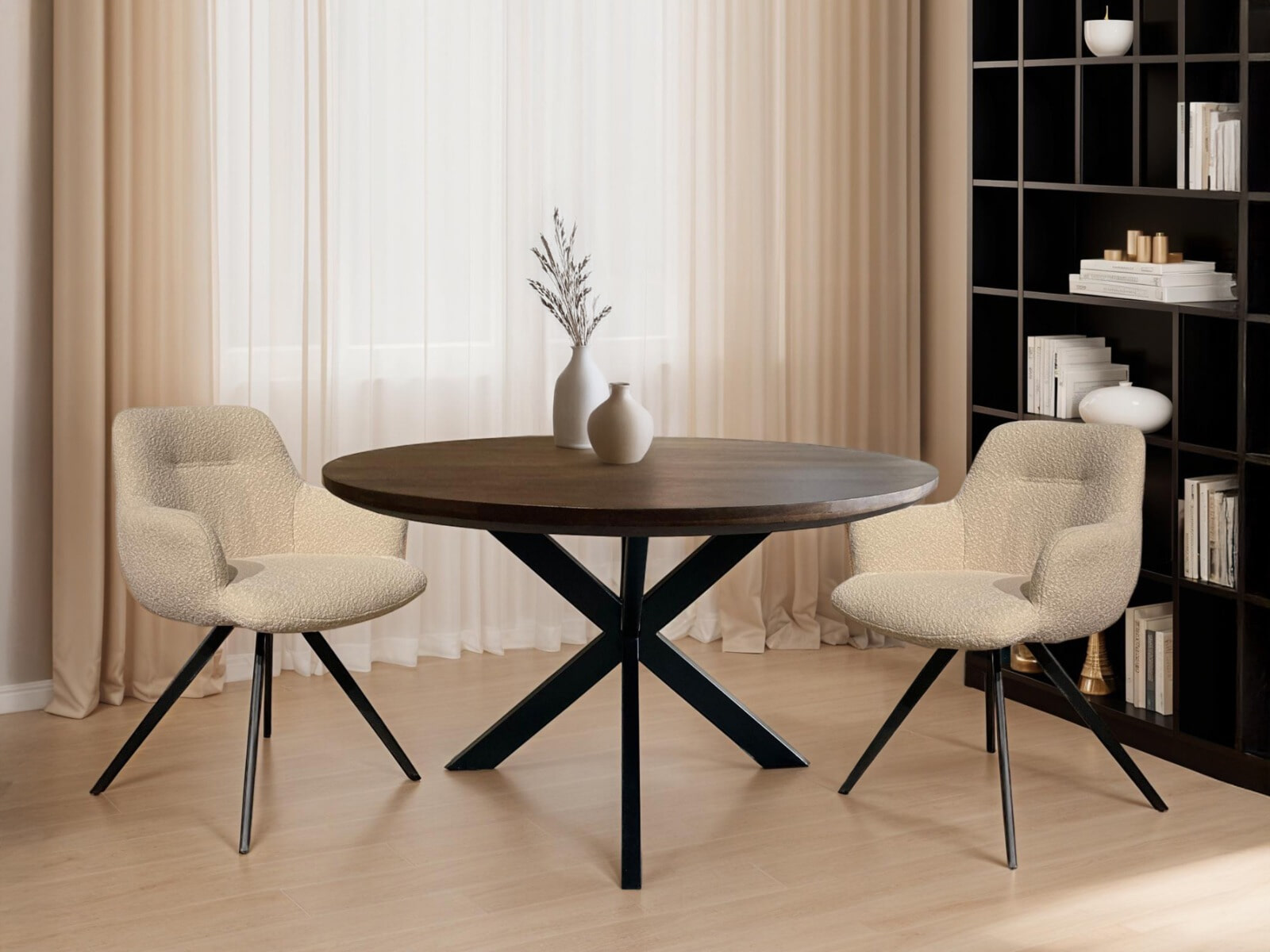 Livingfurn Ronde Eettafel 'Jesper' Mangohout, 120cm, kleur Donkerbruin