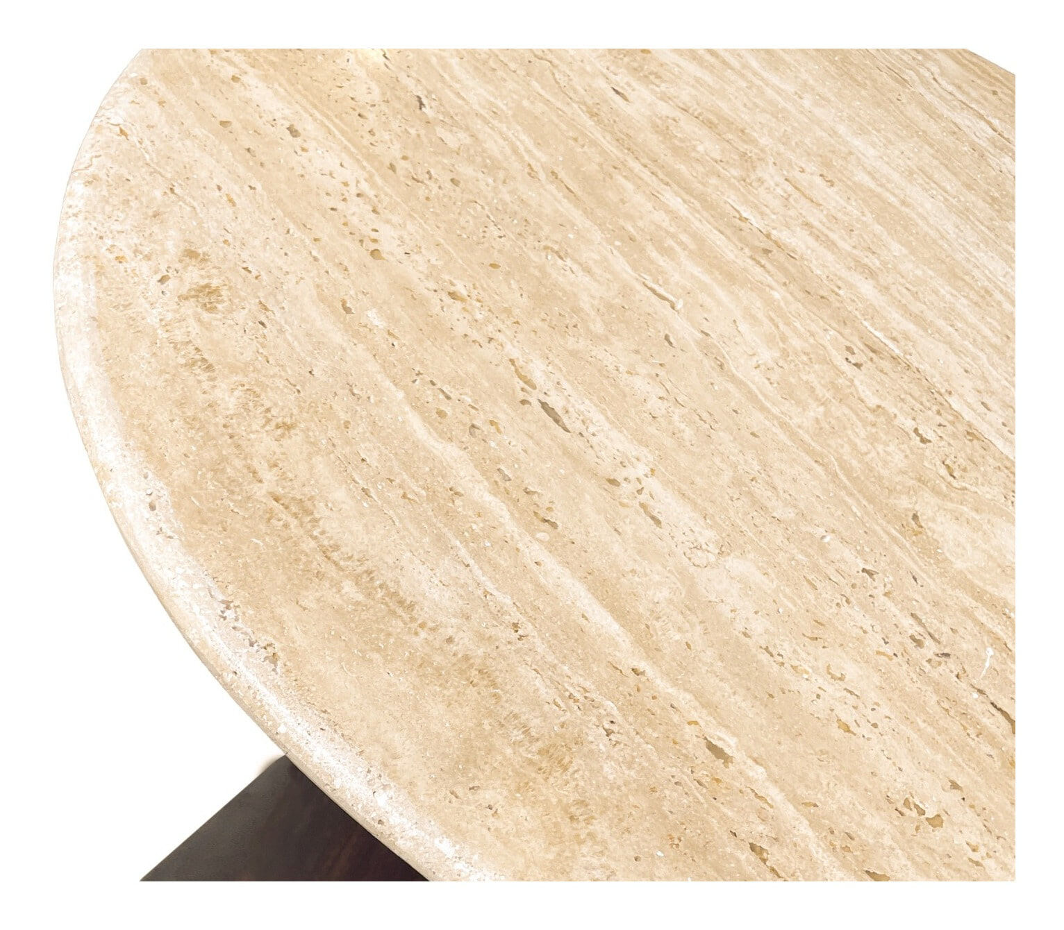 Sohome Ronde Bijzettafel 'Bailey' Mangohout en Travertin, 44cm