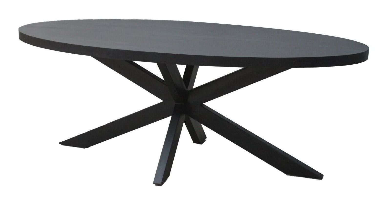 Livingfurn Ovale Eettafel Kala Mangohout, 160 x 90cm - Zwart - Ovaal